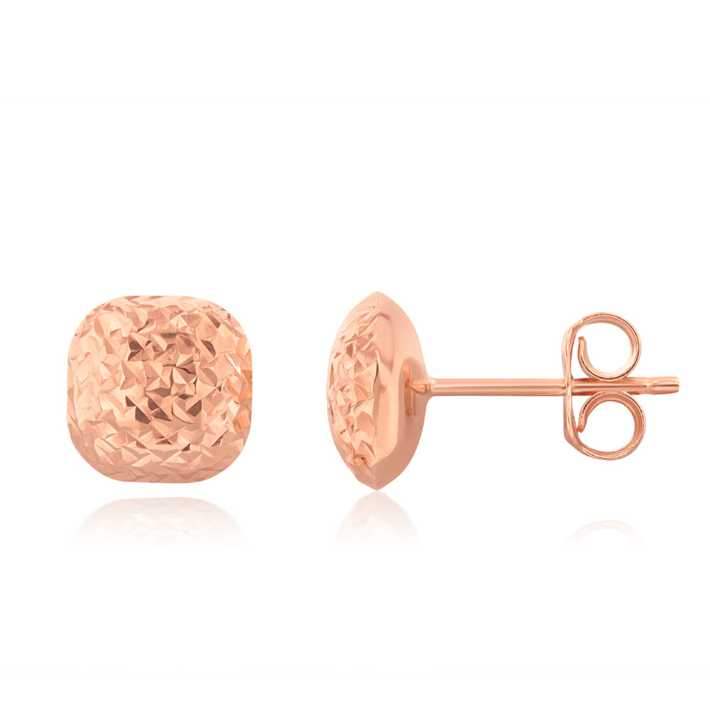 9ct Rose Gold Textured Button Stud Earrings for Women | Elegant Everyday Jewelry Gift for Her | Perfect for Work, Date Night & Special Occasions