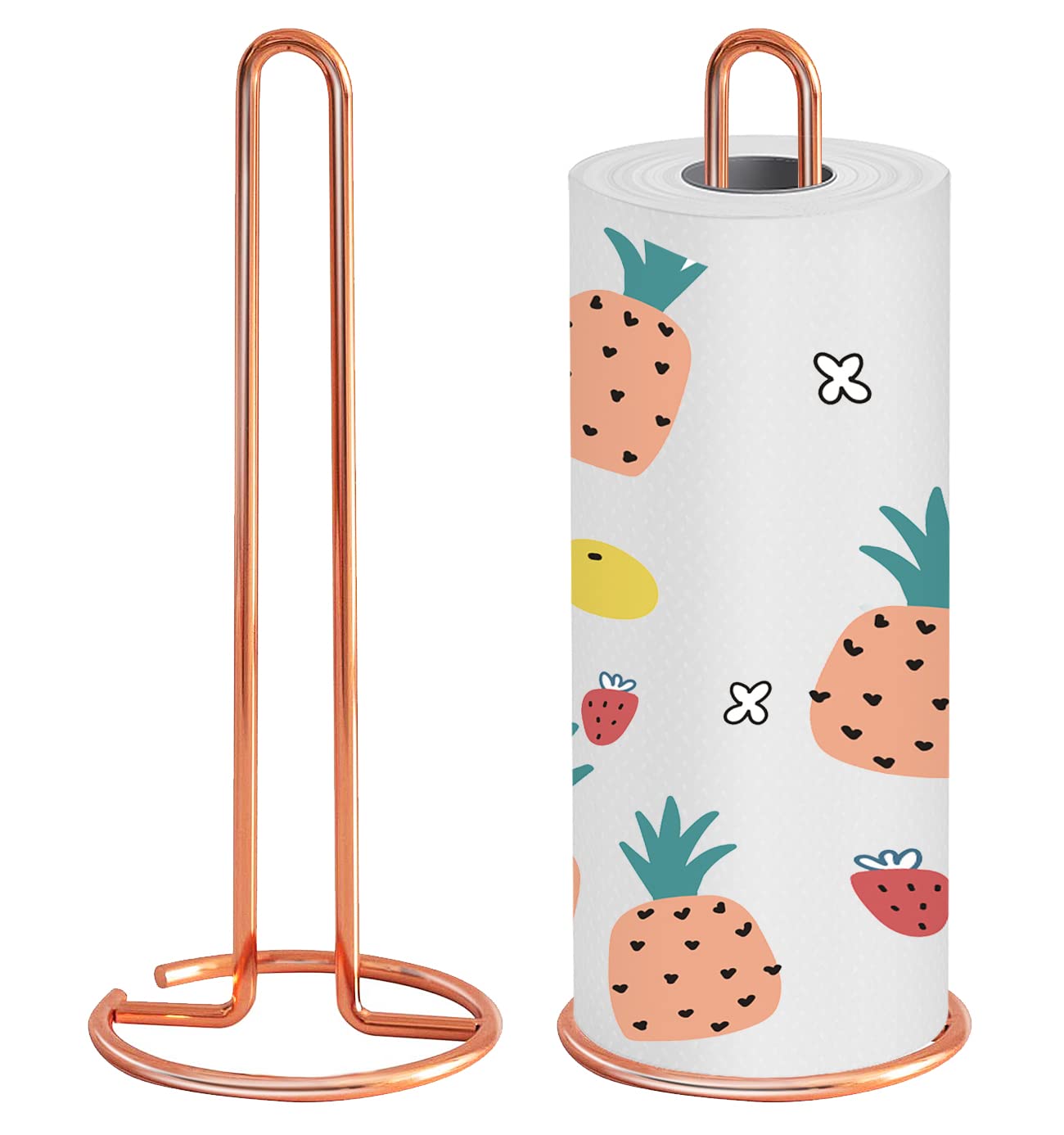 Supkiir Rose Gold Paper Towel Holder - Standing Kitchen & Bathroom Towel Rack - Countertop & Sink Organizer for Home, Office, Restaurant Use