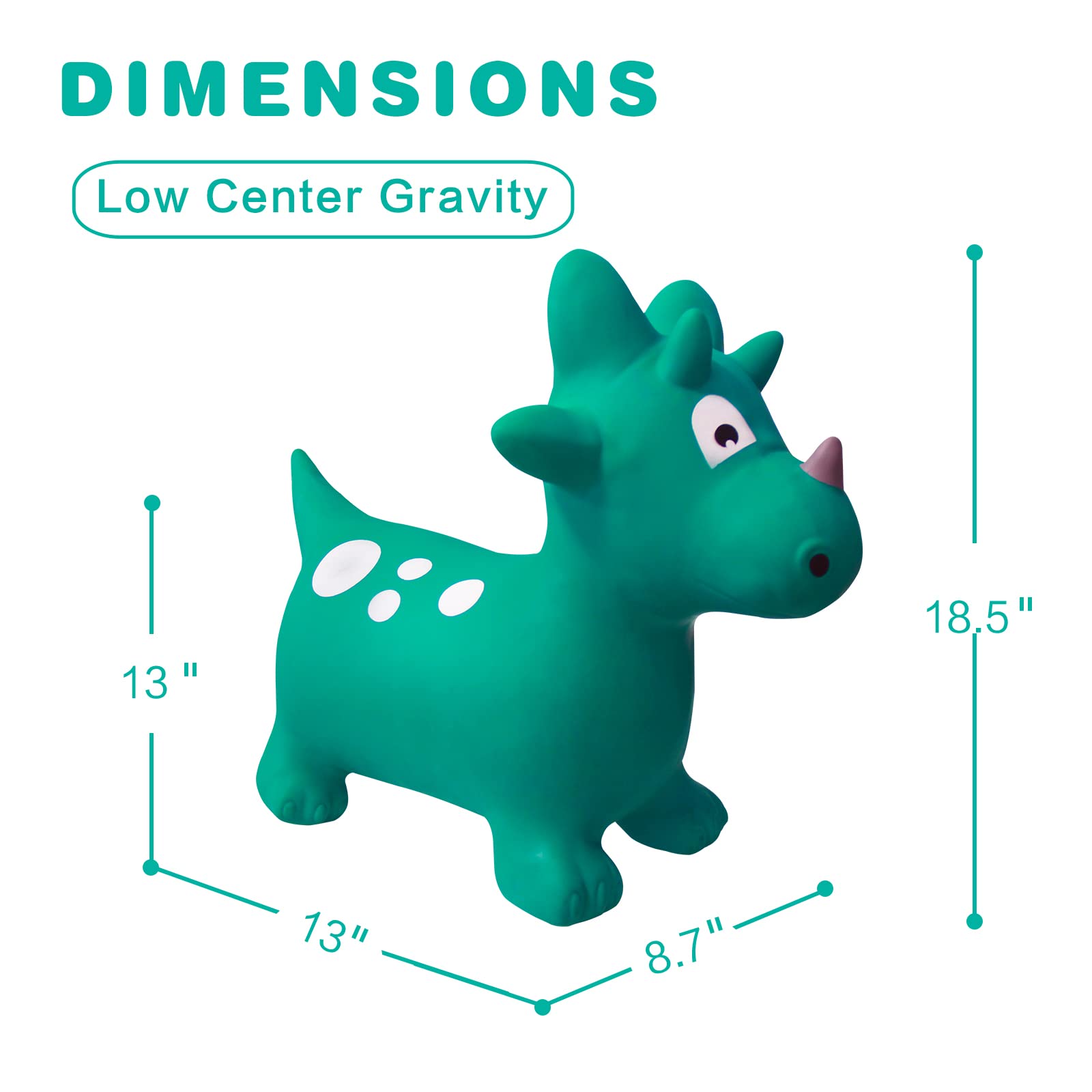 HotMax Inflatable Triceratops Hopper Toy - Bouncy Ride-On Dinosaur for Kids, Fun Jumping Animal Toy for Toddlers & Preschoolers - Perfect Birthday Gift for Boys & Girls - Indoor/Outdoor Play, Party Favors, Active Playtime