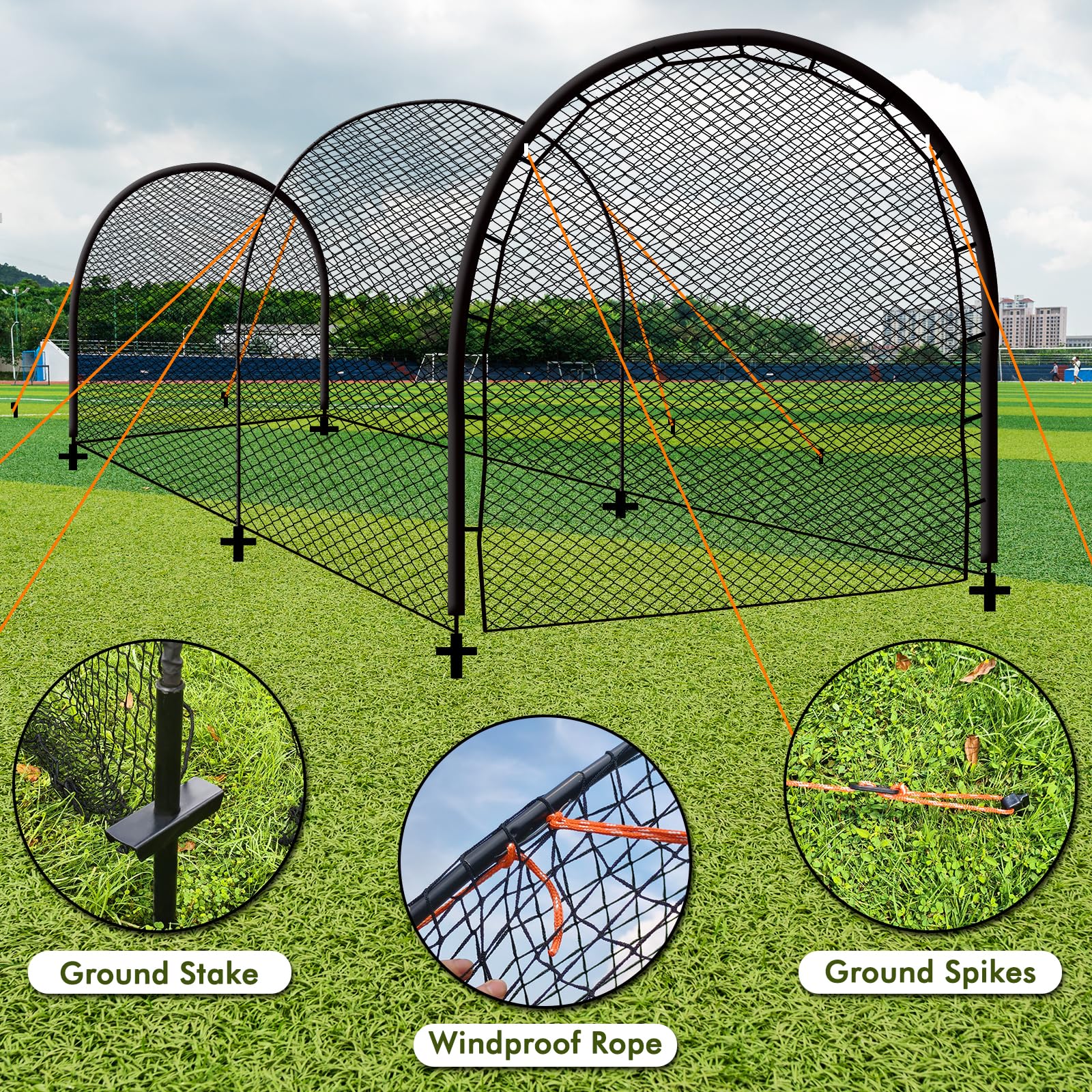 22' Portable Baseball & Softball Batting Cage with Detachable Door, Hitting Target & Carrying Bag - Backyard Batting Practice Net for Hitting & Pitching Training | Perfect for Home Use, Team Drills & Youth Baseball Practice