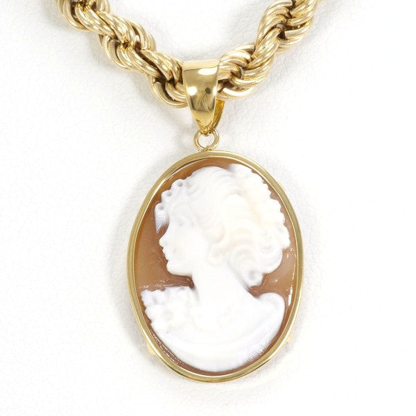 18K Yellow Gold Shell Cameo Pendant Necklace for Women - Vintage Italian Cameo Jewelry Gift for Mother's Day, Birthday & Anniversary - Perfect for Formal Events, Weddings & Special Occasions