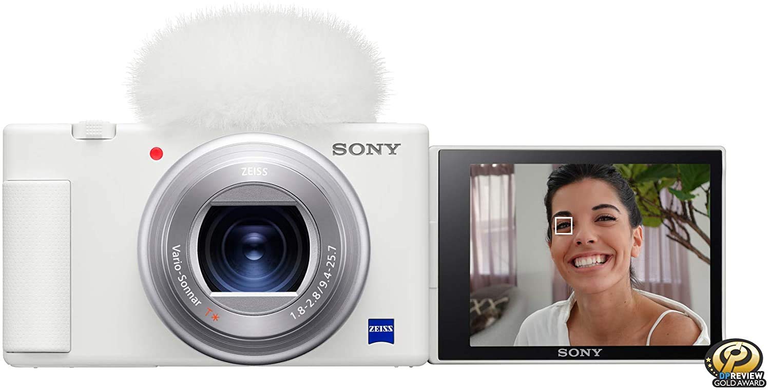Sony ZV-1 Digital Camera Bundle with Gadget Bag, Monopod, 64GB Memory Card (2 Pack) - Perfect for Vlogging, YouTube Content Creation & Travel Photography | Compact Point & Shoot Camera for Beginners & Professionals