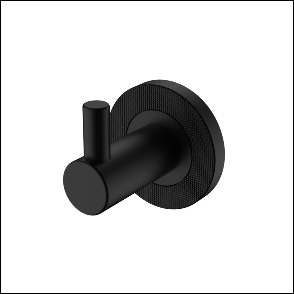 Fienza Matte Black Axle Robe Hook 83104MB - Premium Bathroom & Bedroom Wall Mounted Coat Hanger for Towels, Robes & Clothes (Set of 1)