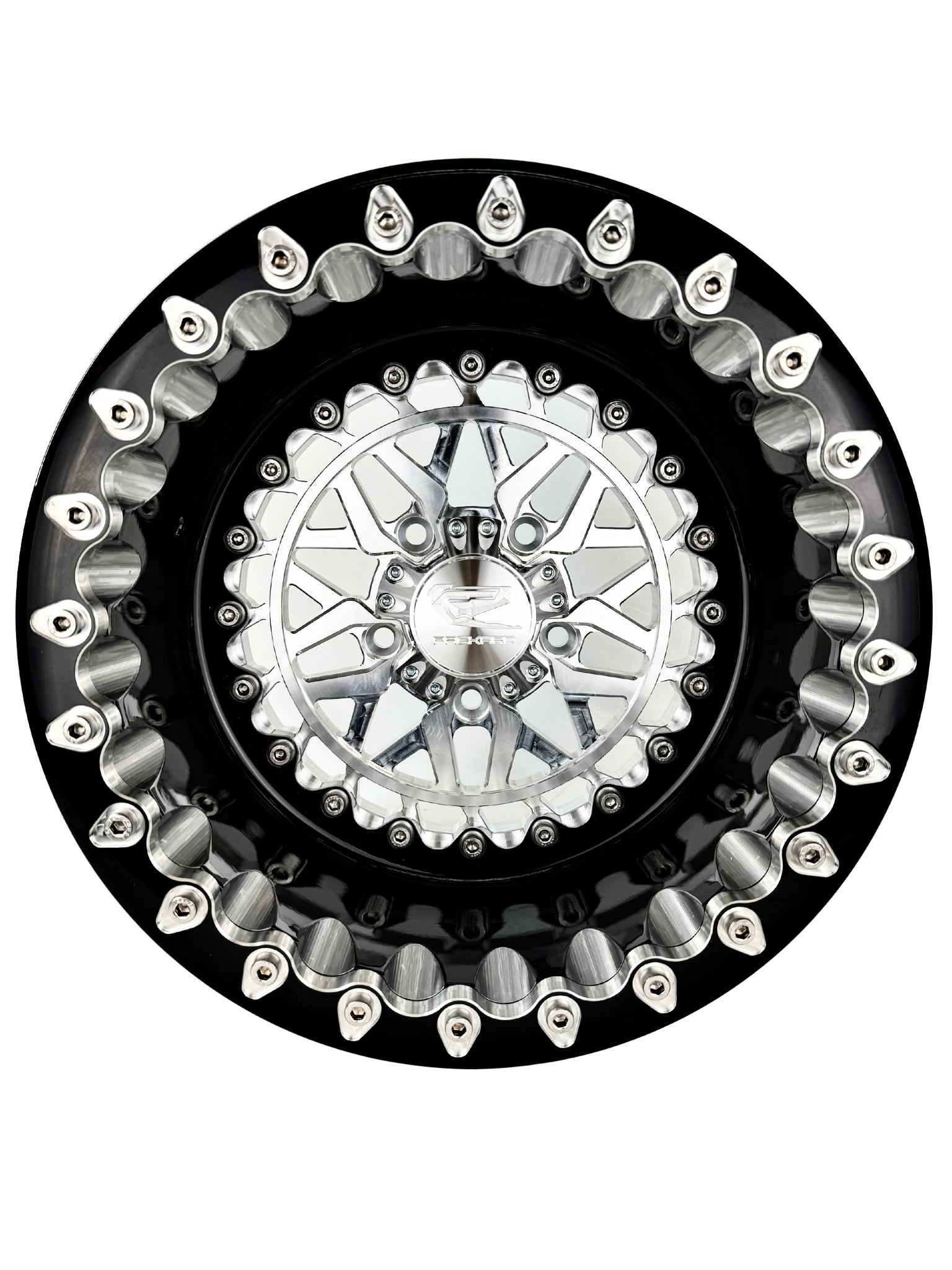 Apollo FF Forged Beadlock Wheels - Silver - 5x4.5 Bolt Pattern for RZR Pro R - Off-Road Racing & Trail Riding Accessories