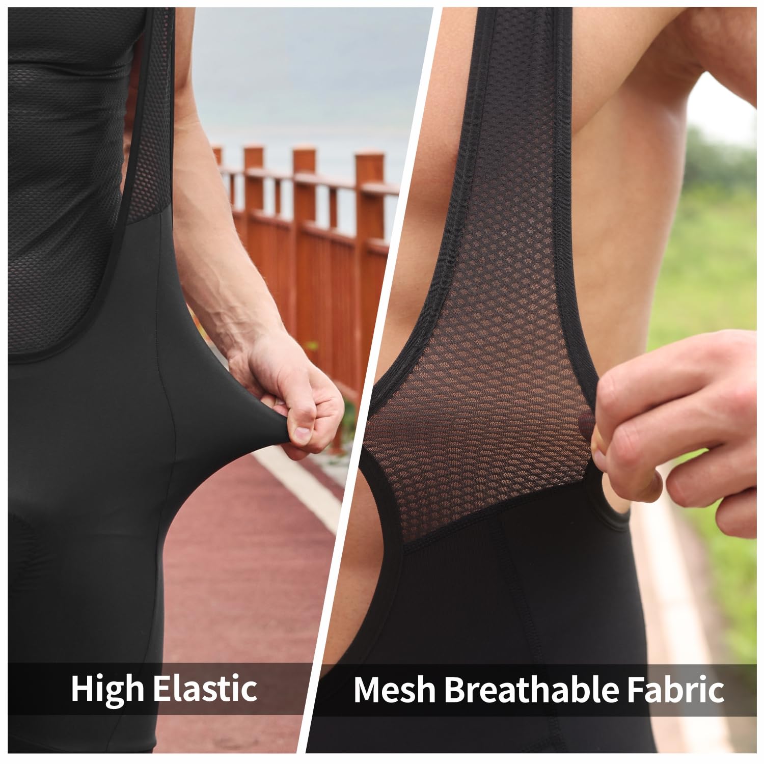 Men's Cycling Bib Pants 4D Padded - Black Bike Bib Tights for Road Cycling