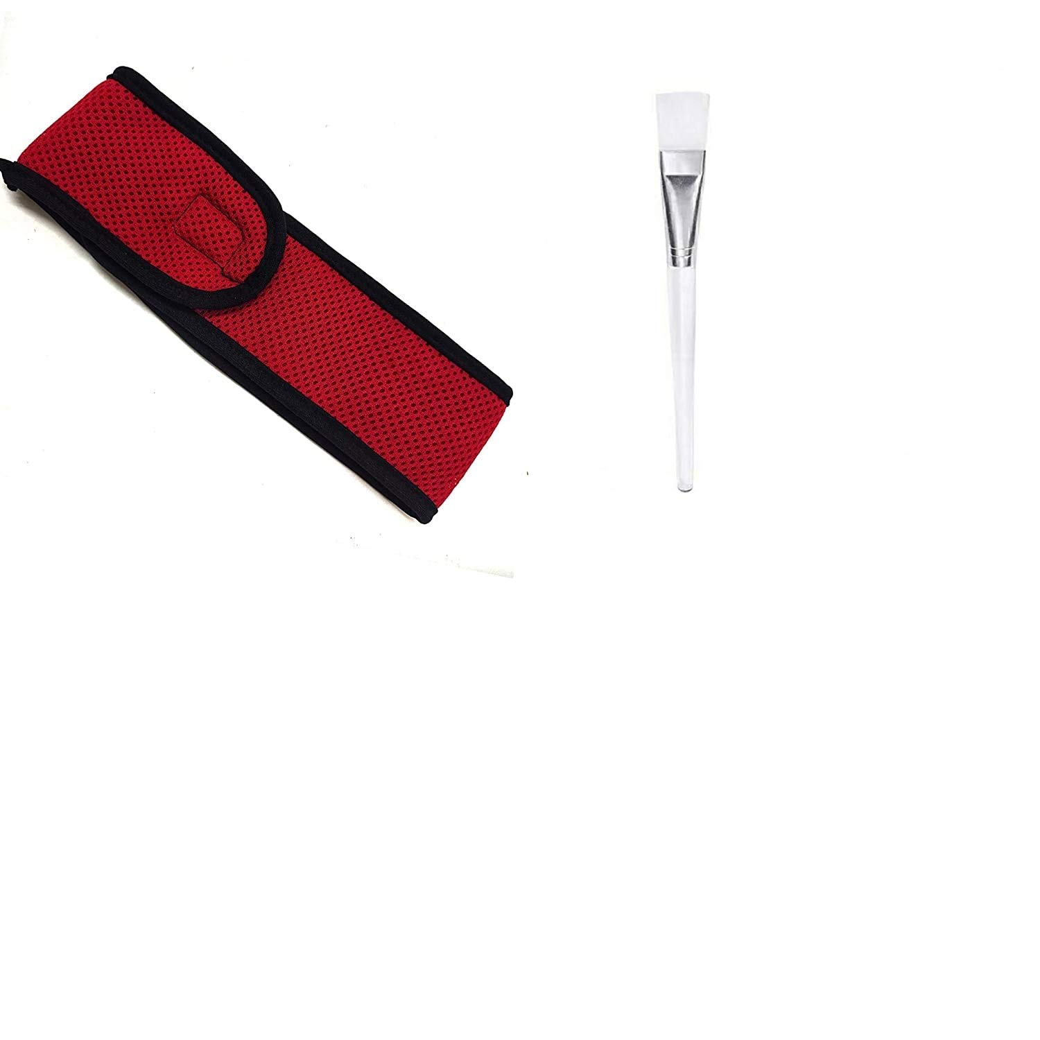 CHEM-AB ENTERPRISE Women's Elastic Adjustable Headbands & Face Pack Brush Set - Soft Stretchable Hair Bands for Spa, Skincare, Makeup, and Workout - Multi Color Pack