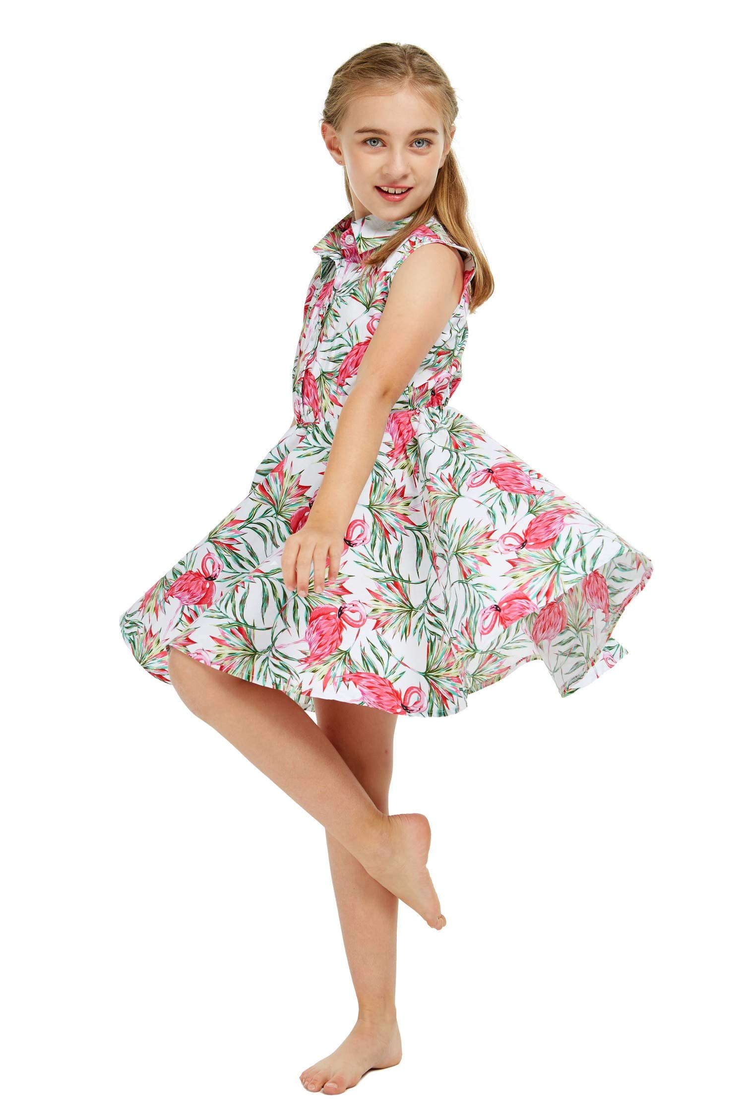 Father Daughter Matching Hawaiian Luau Shirts - Flamingo Love Print Tropical Dance Outfits for Beach Parties, Family Vacations & Summer Festivals