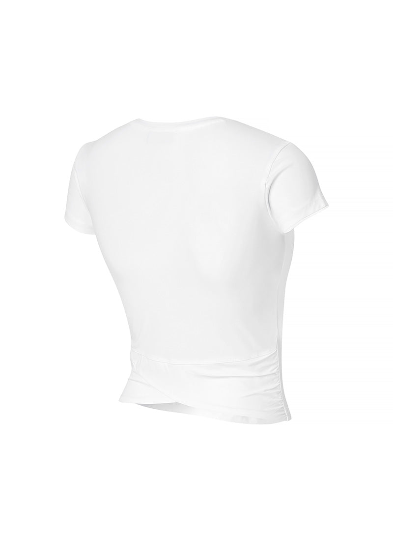 Lightweight Tricot Overlap Short Sleeve Top for Women - Breathable Summer Blouse for Casual Wear, Office & Outdoor Activities