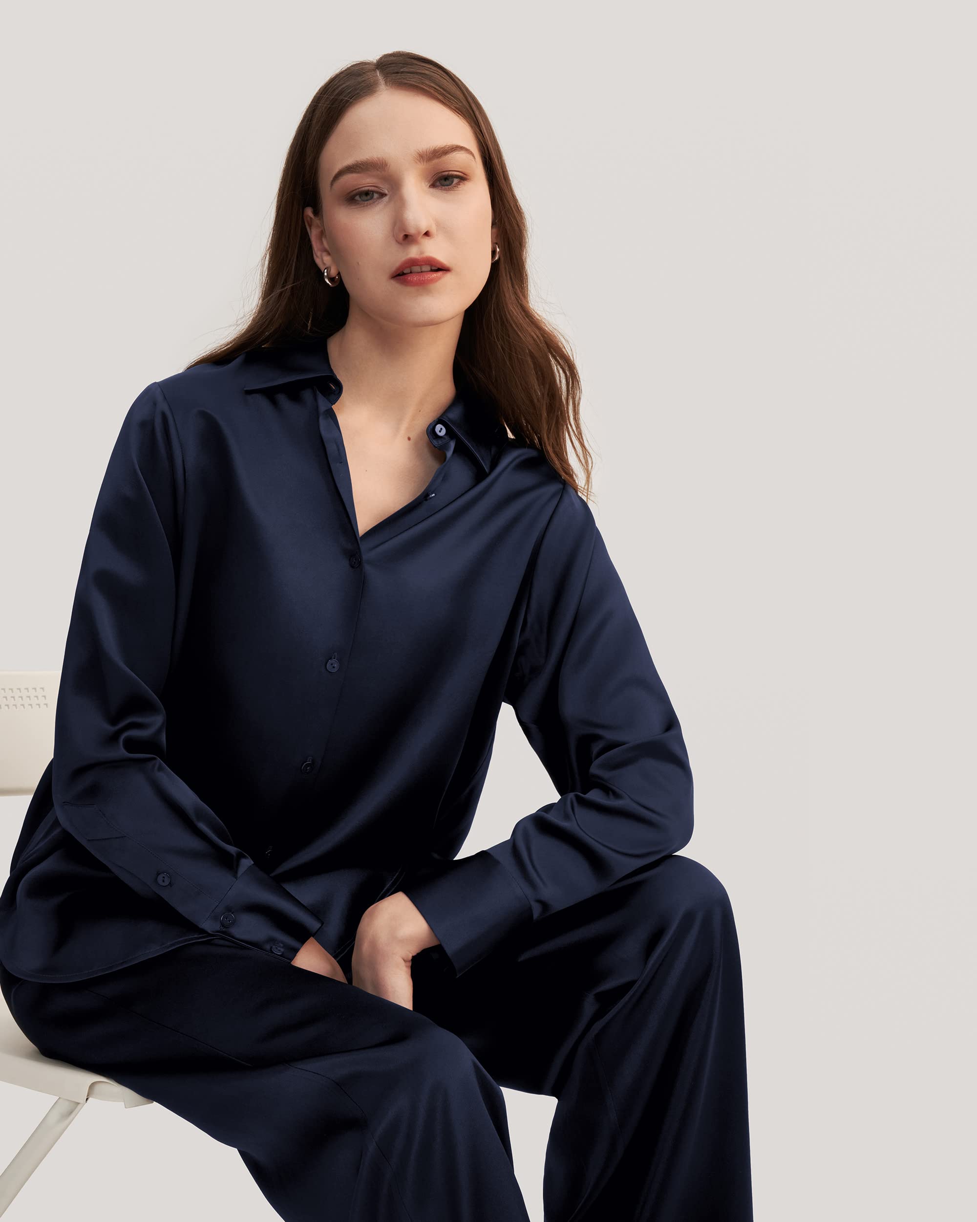 Luxury LilySilk 100% Mulberry Silk Pajama Set for Women - Soft Button-Down Sleepwear & Loungewear 2PC PJ Set - Perfect for Relaxing, Spa Days & Gift Giving