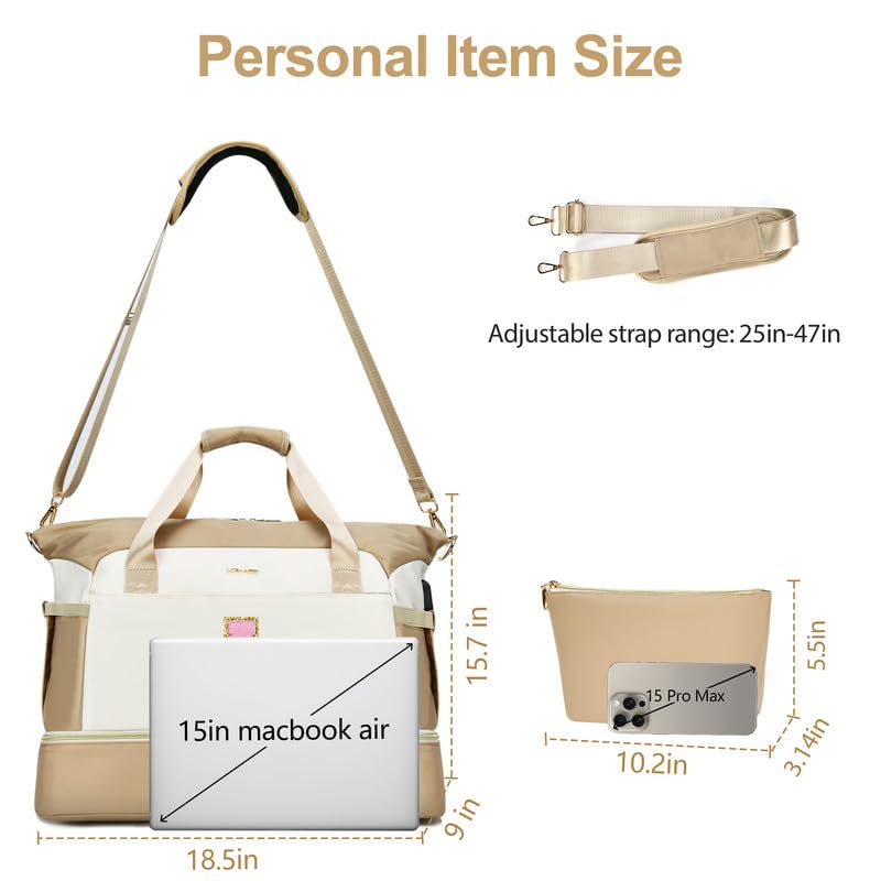 Women's Personalized Gym Duffle Bag with Shoes Compartment - Travel, Yoga & Overnight Handbag - Perfect for Workouts, Weekend Getaways & Gifts (Birthday/Mother's Day) - Durable & Stylish for Fitness, Travel & Daily Use