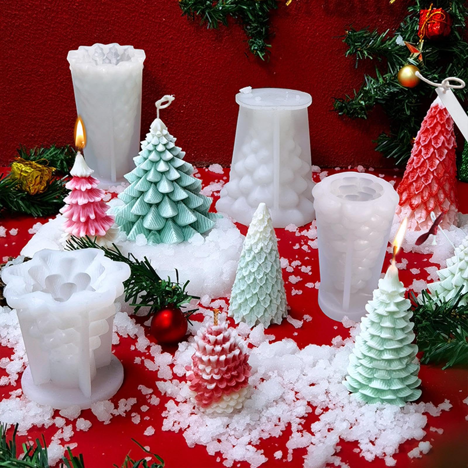 SECRET DESIRE Christmas Silicone Mold for Candle & Soap Making - Festive Holiday Decor DIY Craft Kit (Style A) | Perfect for Christmas Gifts, Home Decor, and Holiday Crafting Projects