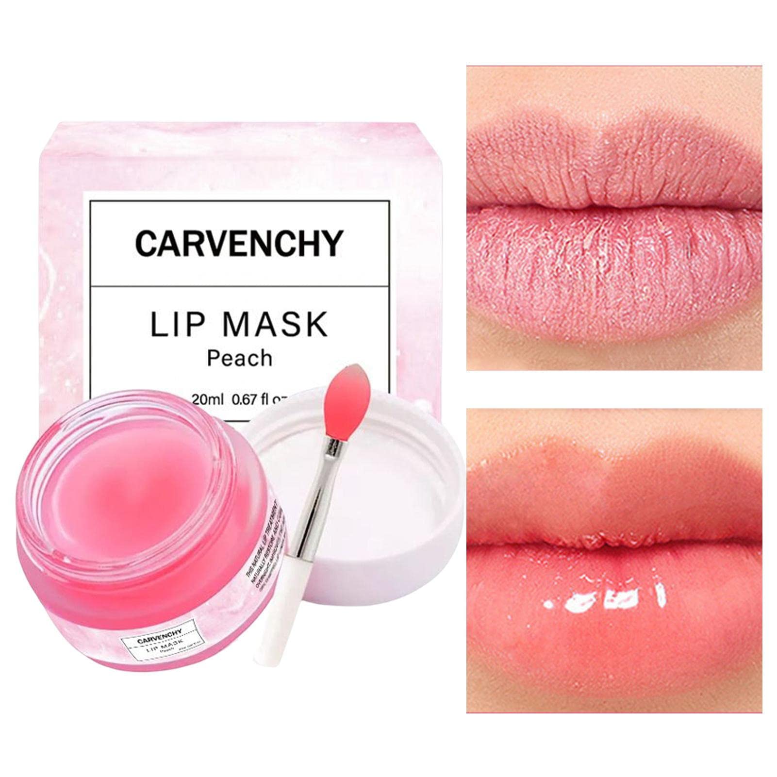 **Peach Infused Lip Plumper Mask - 20ml Hydrating Lip Balm for Dry, Cracked & Peeling Lips - Overnight Repairing Lip Care Sleeping Mask for Wrinkles & Chapped Lips - Perfect for Nighttime Lip Treatment & Daily Moisturizing**
