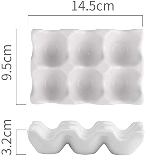 6-Cup Ceramic Egg Tray Holder - White Refrigerator & Countertop Egg Storage Organizer for Kitchen Display, Easter Decor & Fresh Egg Preservation