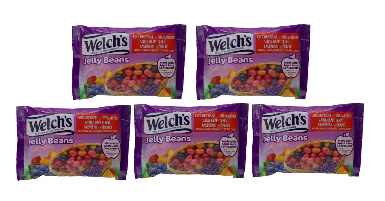 Welch's Assorted Fruit Flavor Jelly Beans - 5 Pack of Sweet Candy Treats by Frankford Candy | Perfect for Easter, Halloween, Party Favors & Gift Baskets | Great for Office Snacks, Movie Nights, Kids Lunchbox & Holiday Celebrations | Bulk Candy for Birthdays, Baby Showers & Classroom Rewards | Ideal for Movie Nights, Office Treats, Kids' Snacks & Holiday Gifts