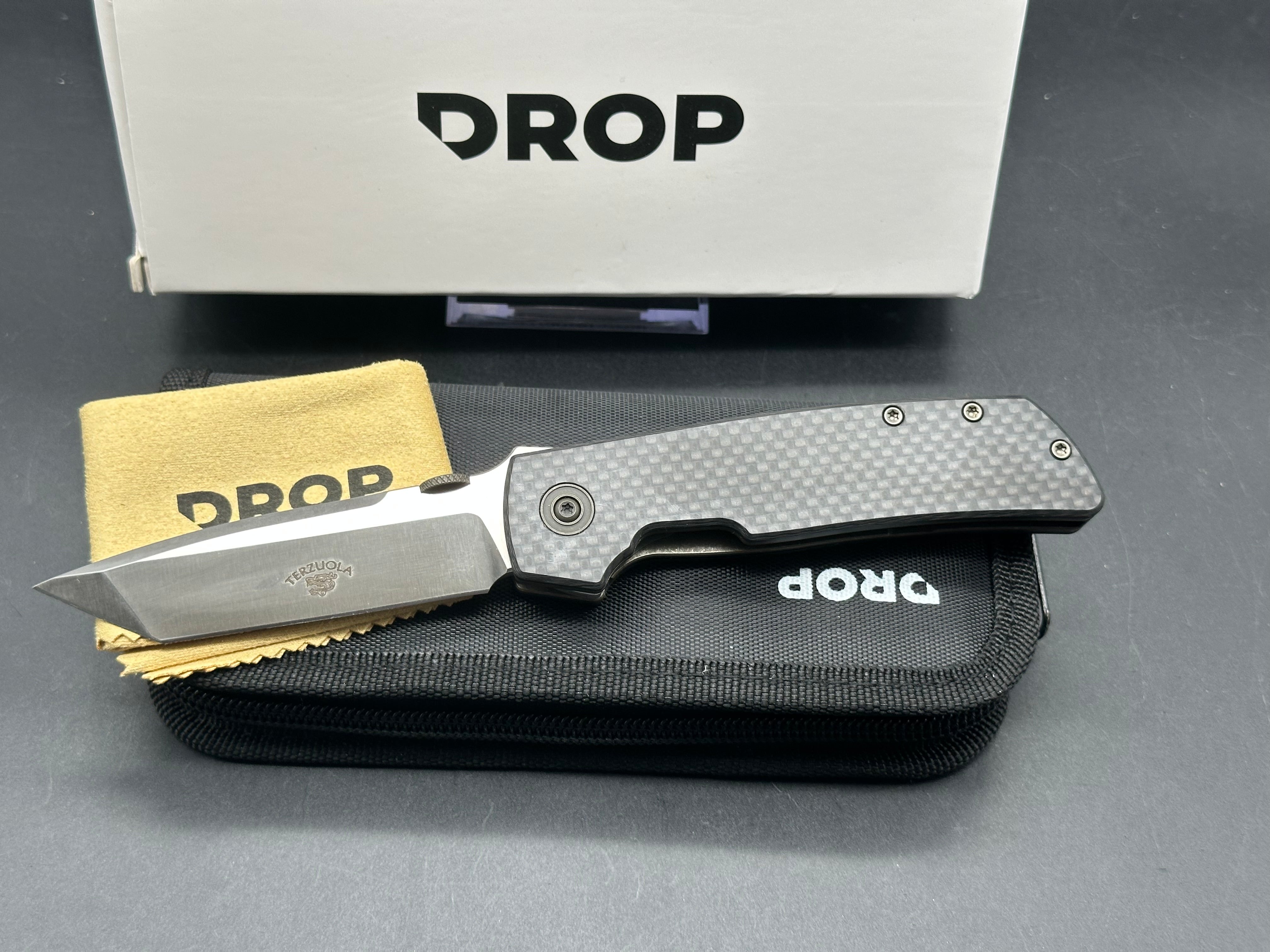 Drop Terzuola ATCF Folding Knife - S35VN Steel Blade & Carbon Fiber Handle - EDC, Outdoor, Tactical, Survival, Camping, Hunting Gear