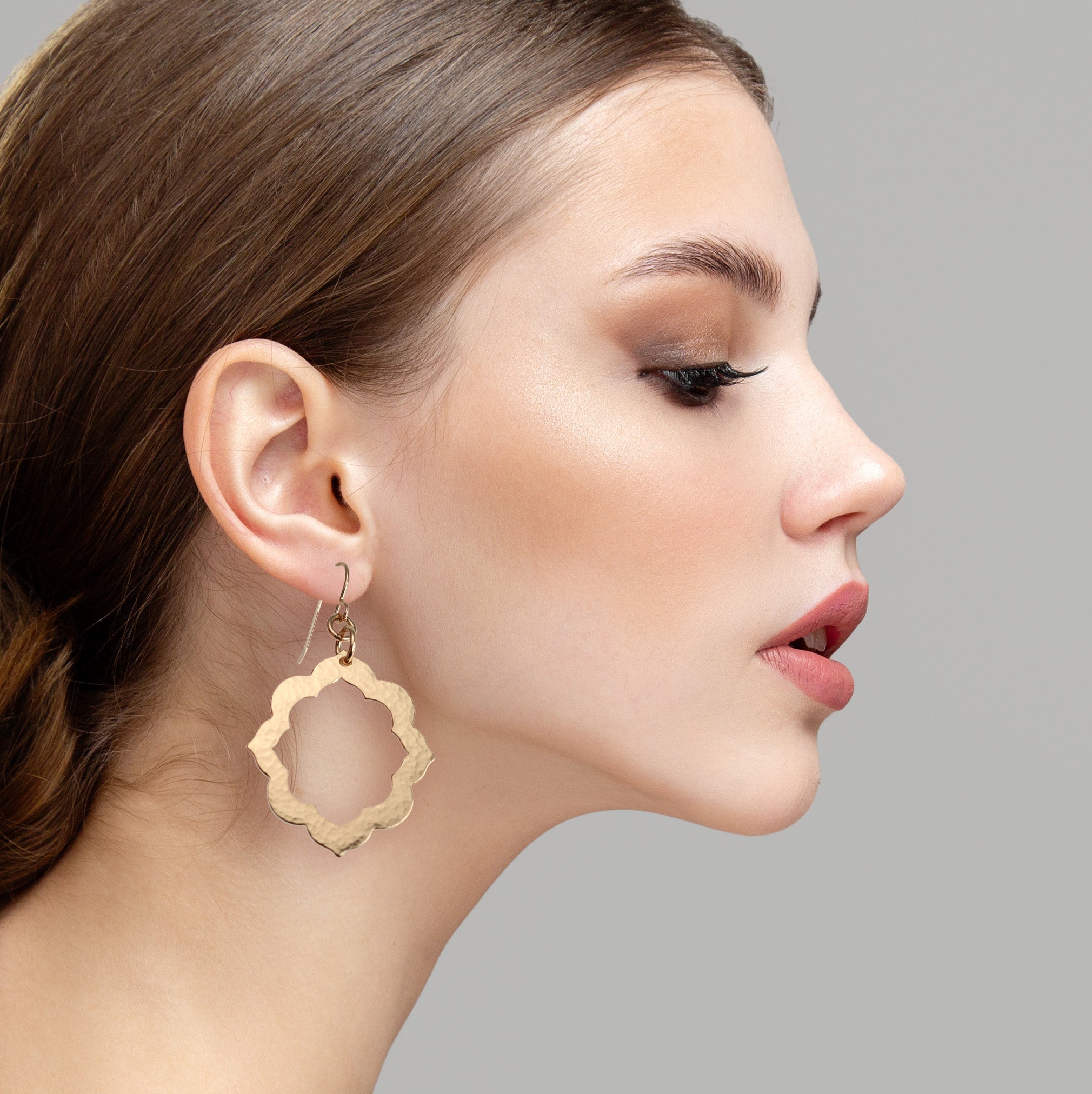 Handmade Pierced Hammered Bronze Arabesque Flower Earrings for Women - Boho Chic Jewelry Gift for Parties, Weddings & Everyday Wear