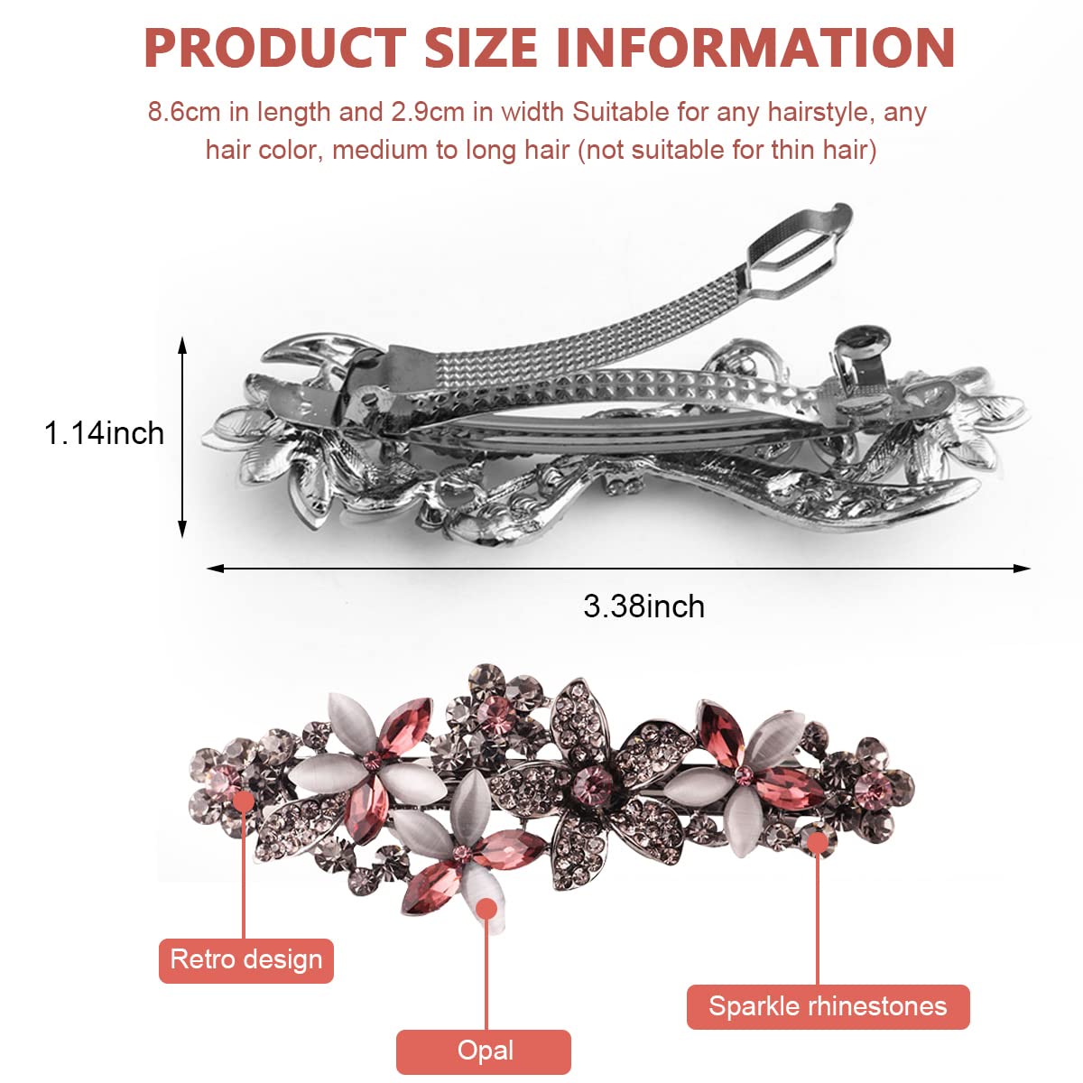 MAYCREATE Rhinestone Hair Clip for Women - Stylish Crystal Flower Hairpin, French Barrettes Hair Accessories for Women & Girls, Perfect Gift for Spring & Summer - Wedding, Party, Daily Wear
