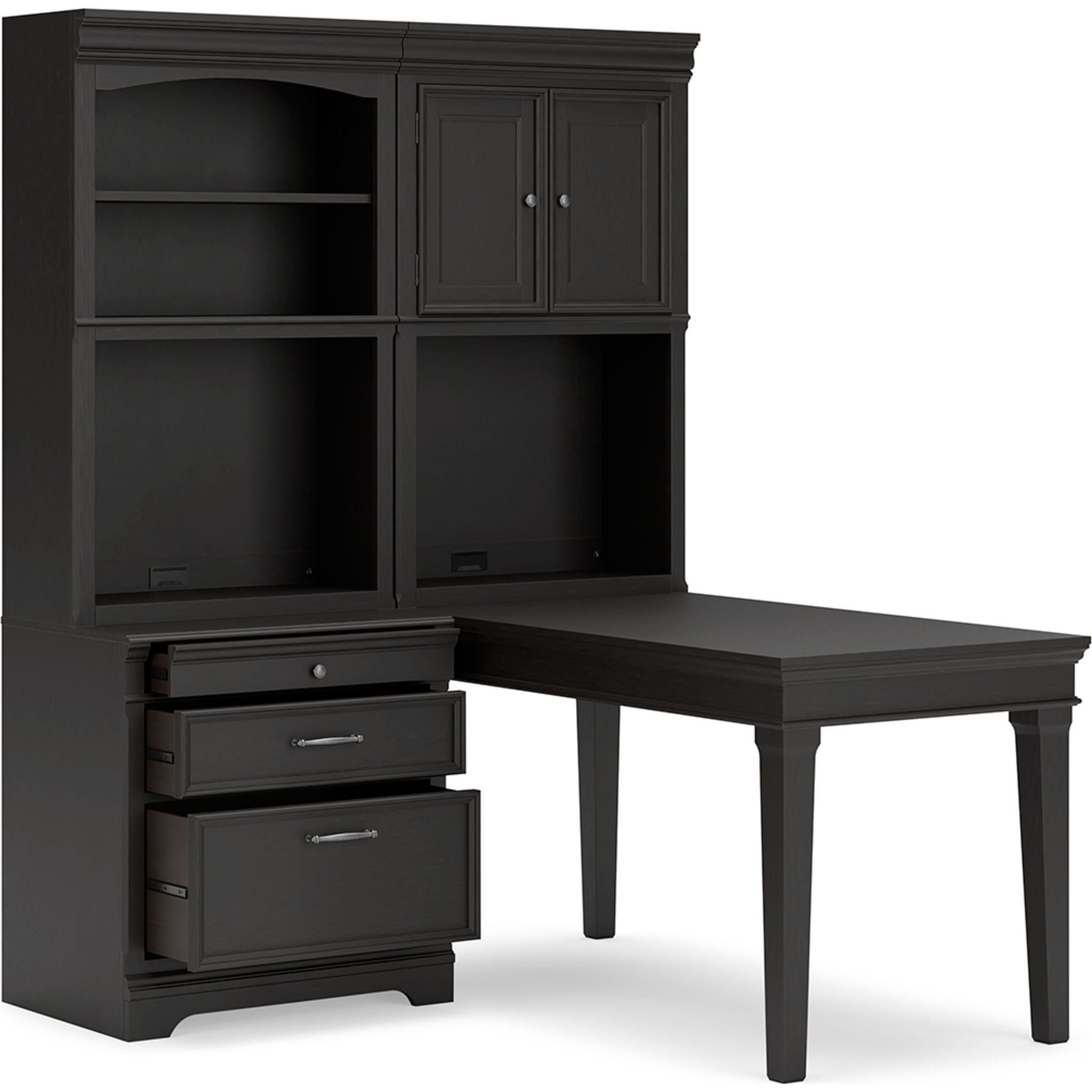 Beckincreek Black Office Desk - Modern Writing Desk for Home & Office Workspace, Study, and Remote Work