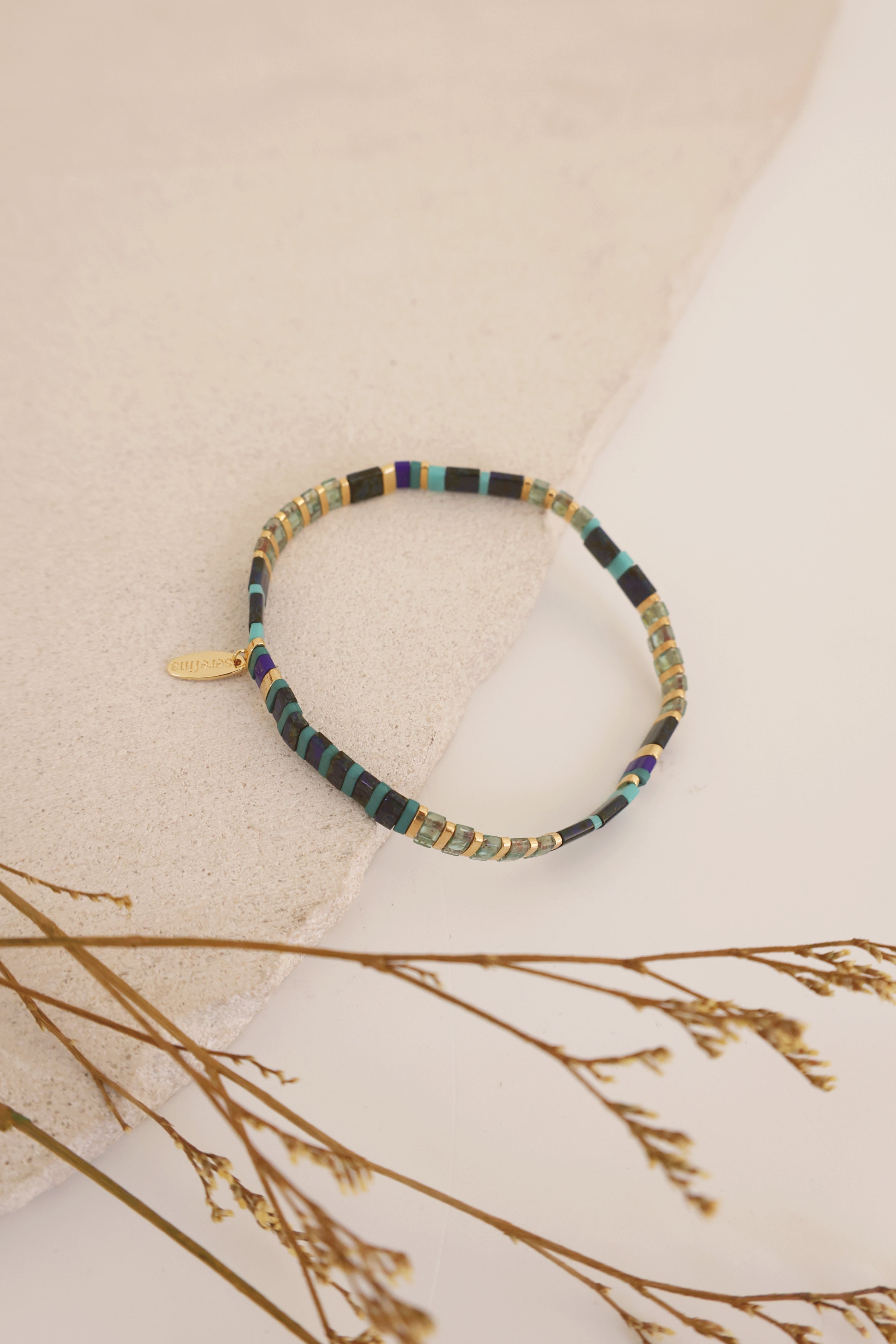 Blue Beaded Chicklet Bracelet - Bohemian Style Beaded Jewelry for Women - Perfect for Festivals, Beach Parties & Everyday Wear
