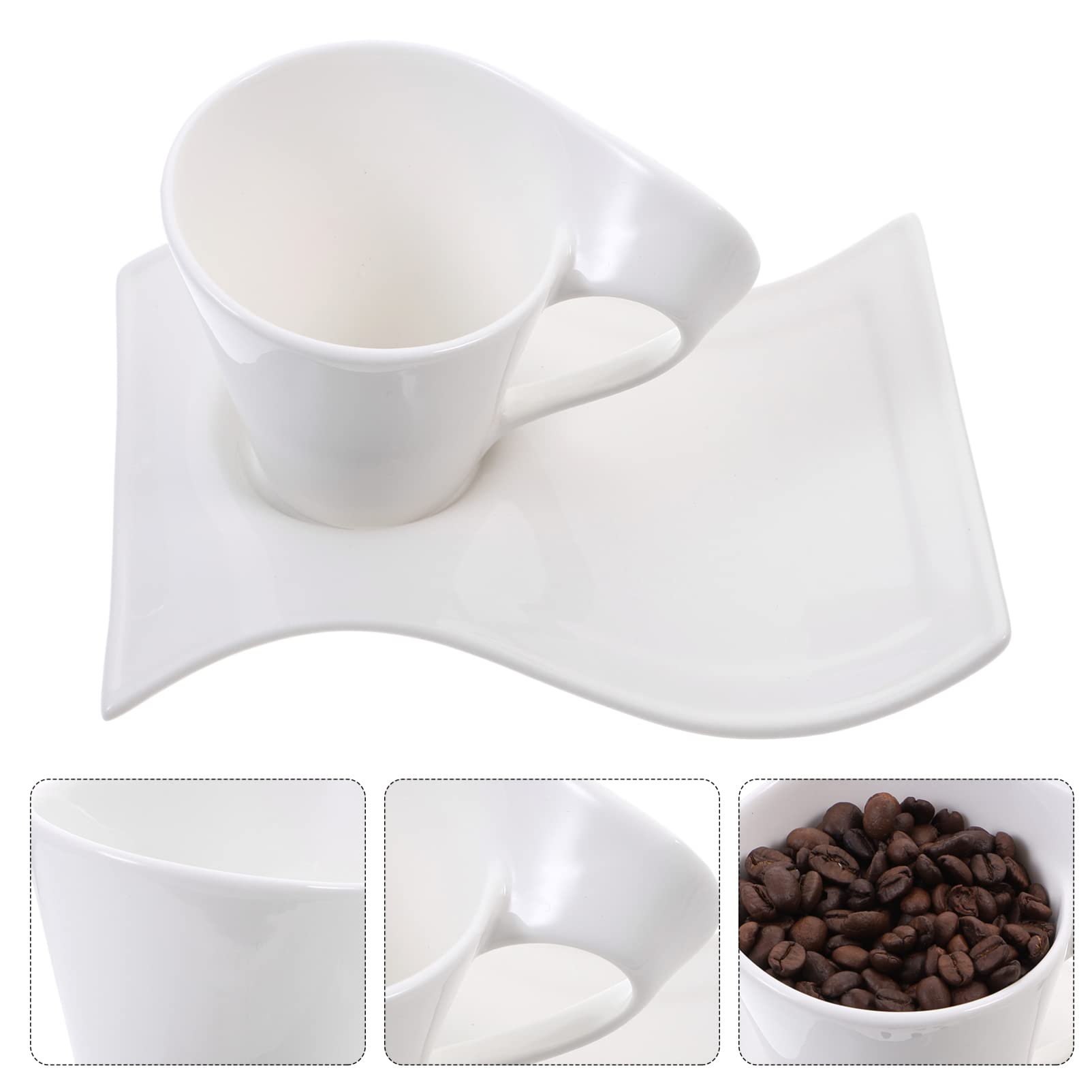 Nordic White Porcelain Tea Latte Cup with Saucer - 12oz European Style Coffee Mug for Birthday, Office Party & Home Gift - Perfect for Morning Espresso, Afternoon Tea & Modern Kitchen Decor