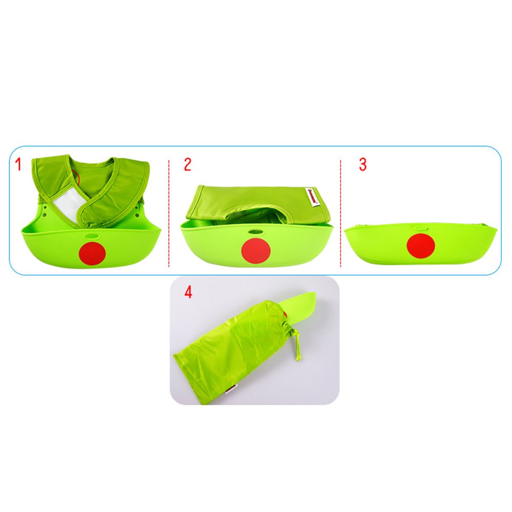 Waterproof Silicone Baby Bib for Infants & Toddlers - Soft, Safe, Eco-Friendly Feeding Bib with Roll-Up Food Catcher - Fox & Bear Cartoon Design (Pack of 2) - Perfect for Messy Meals, Snack Time & On-the-Go Feeding