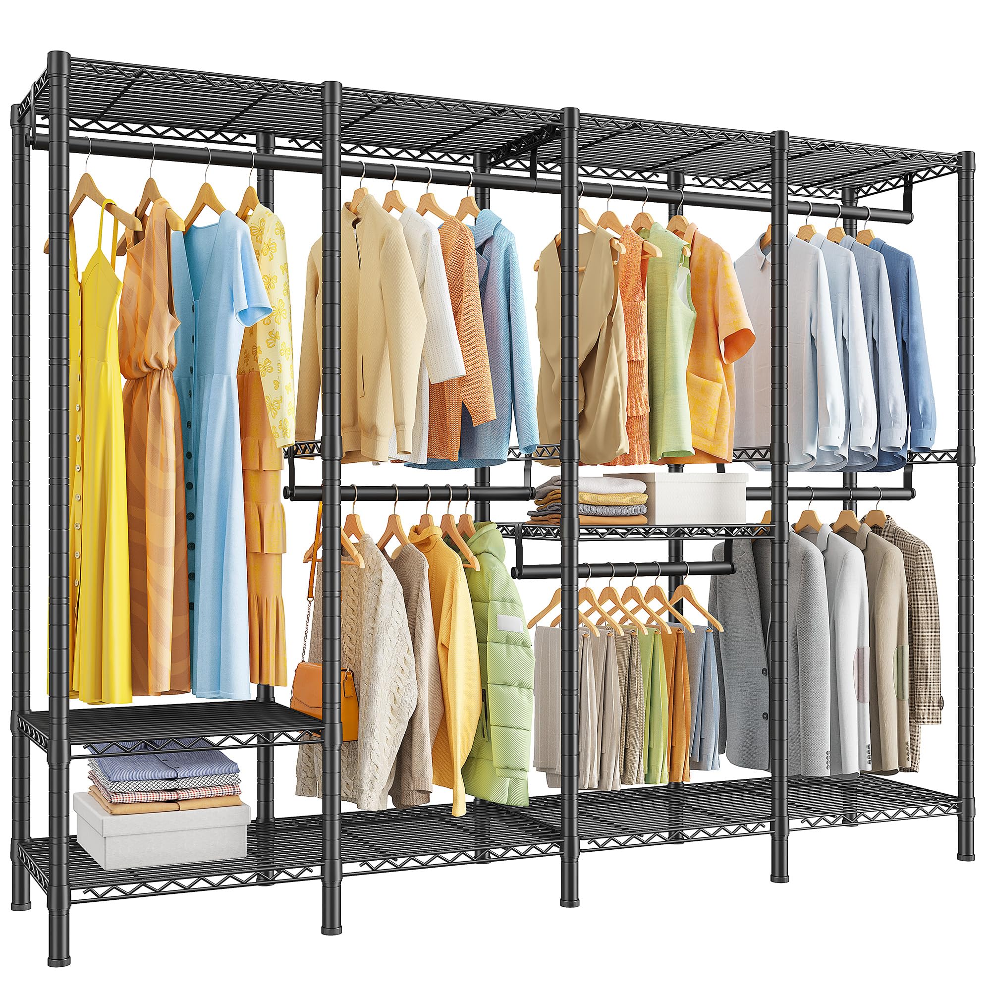 Heavy Duty Clothes Rack 1100 LBS Capacity - Adjustable Garment Rack for Hanging Clothes, Wardrobe & Closet Organizer (17.7