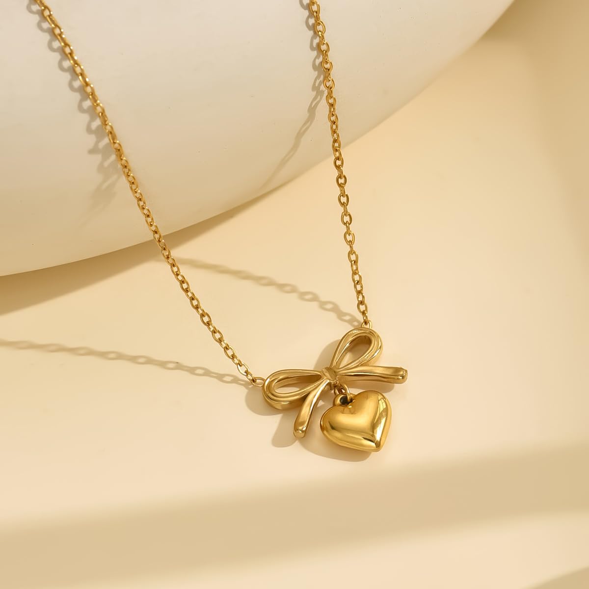 18K Gold Plated Bow Pearl Necklace for Women - Elegant Gift for Her