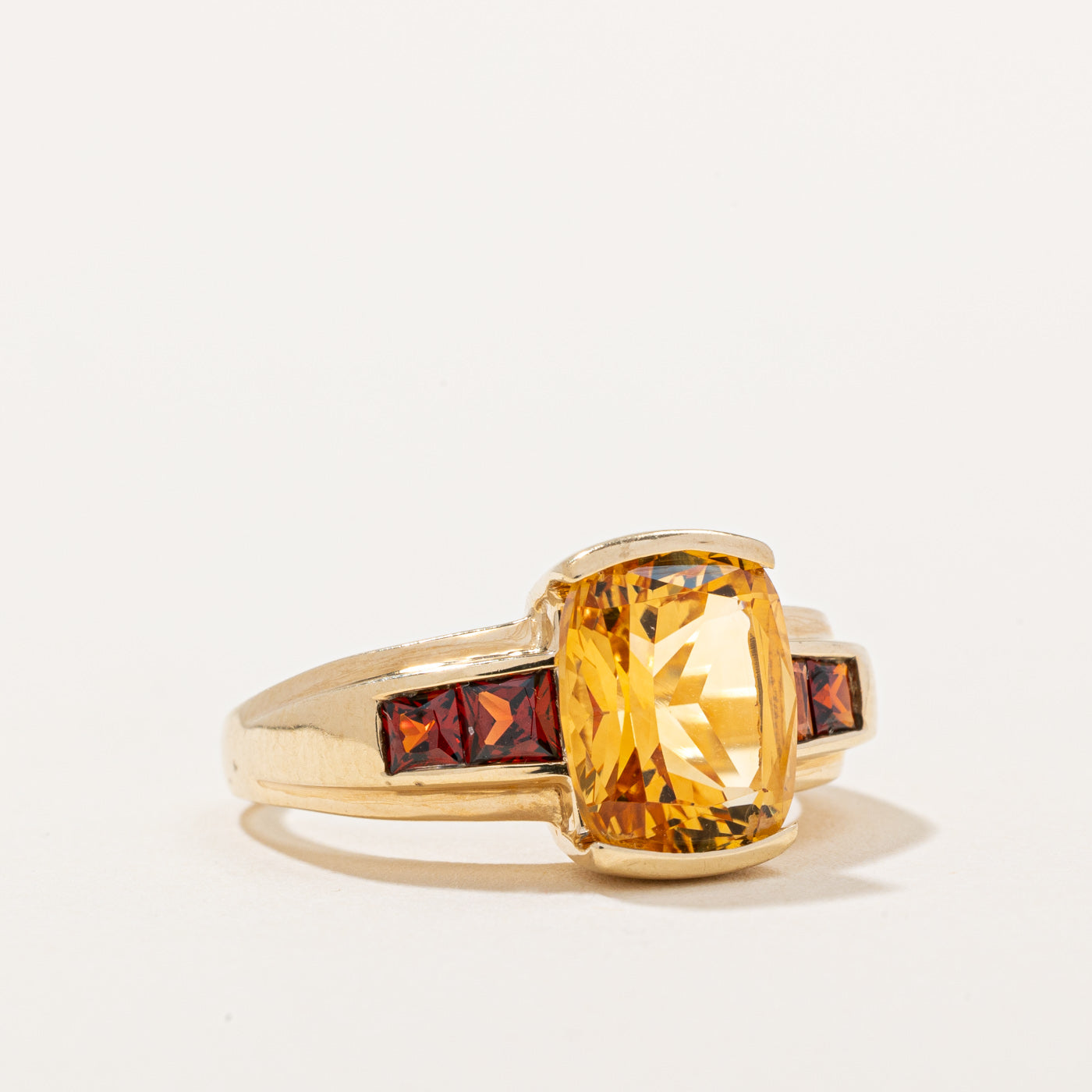 3.00ct Citrine & Garnet Cocktail Ring - 0.50ctw Gemstone Jewelry - Size 6.75 - Elegant Statement Ring for Women - Perfect for Parties, Weddings & Evening Events