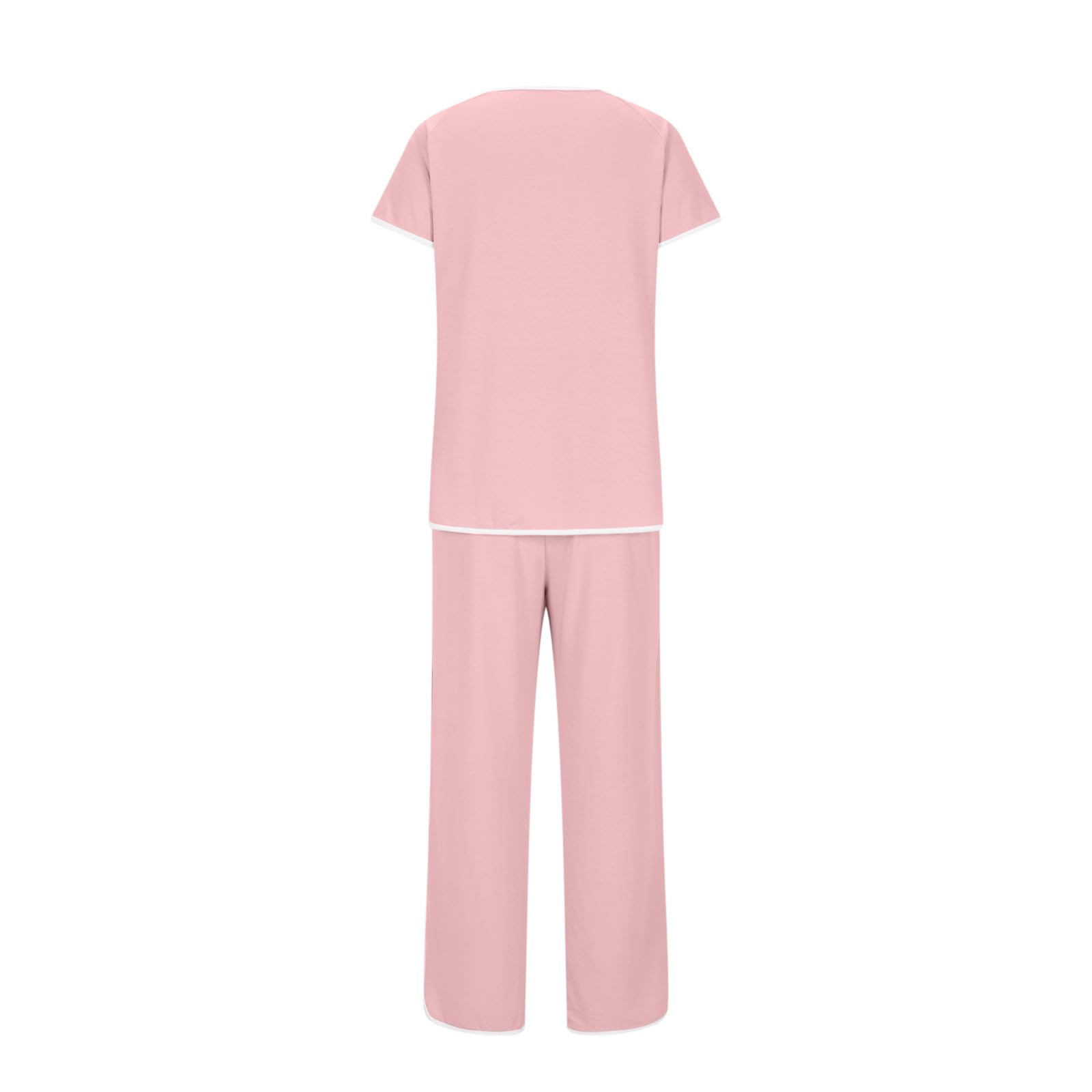 Women's 2-Piece Summer Lounge Set - Soft Short Sleeve Top & Loose Pants Sleepwear Outfit for Casual Wear, Home Relaxation & Vacation Comfort