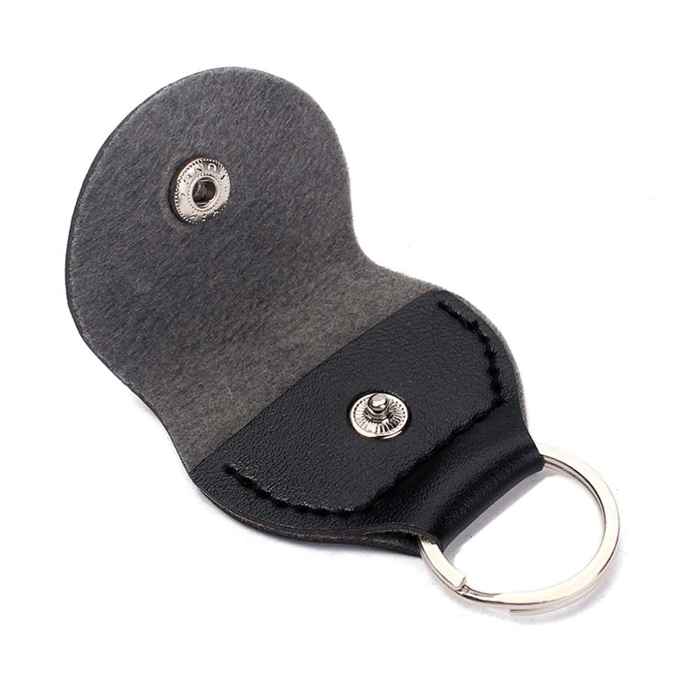 EXCEART Black Leather Guitar Keychain with Plectrum Holder - Music Accessories for Bass, Ukulele, and Guitar - Perfect for Musicians, Guitarists, and Music Lovers (Black) - Great for Gigs, Practice, and Travel