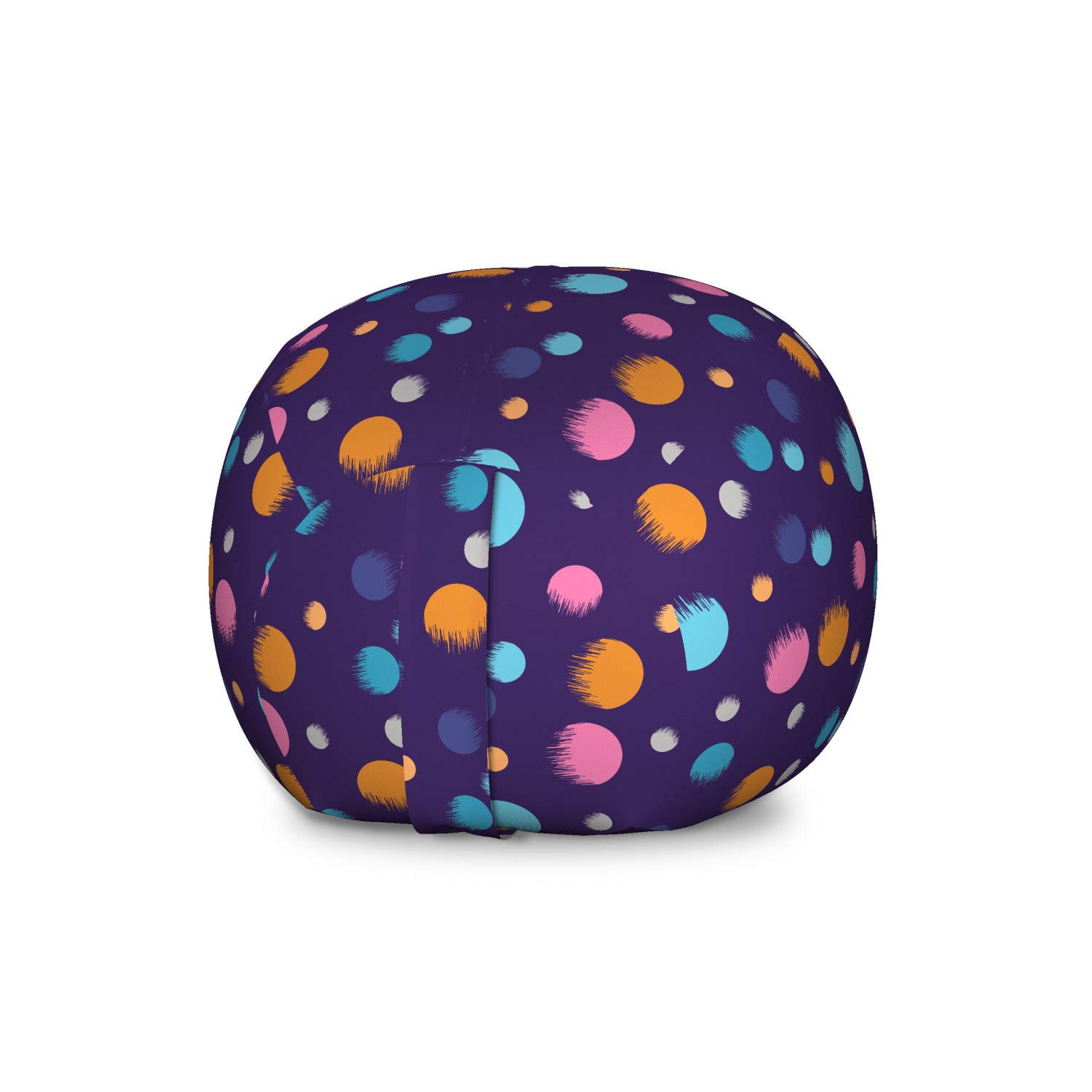 Ambesonne Space-Themed Storage Toy Bag Chair - Colorful Circular Planets & Cosmic Design, Large Washable Stuffed Animal Organizer (Indigo Multicolor) - Perfect for Kids' Room, Playroom & Space-Themed Decor