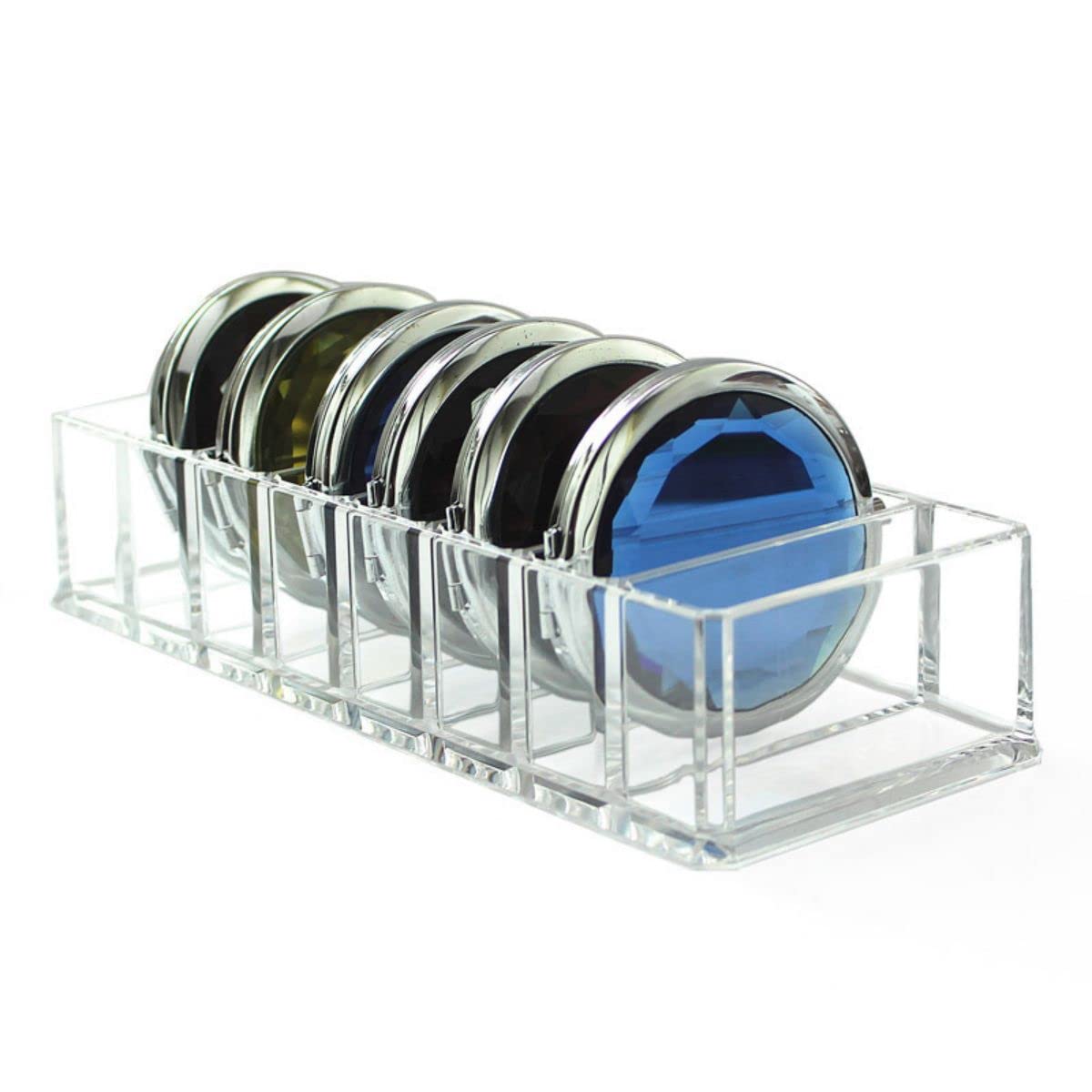 8-Compartment Clear Acrylic Makeup Organizer - Jewelry & Cosmetic Storage Box for Blush, Highlighter, Eyeshadow - Transparent Drawer Organizer for Dresser, Vanity & Bathroom - Perfect for Clutter-Free Beauty Routine & Travel Organization
