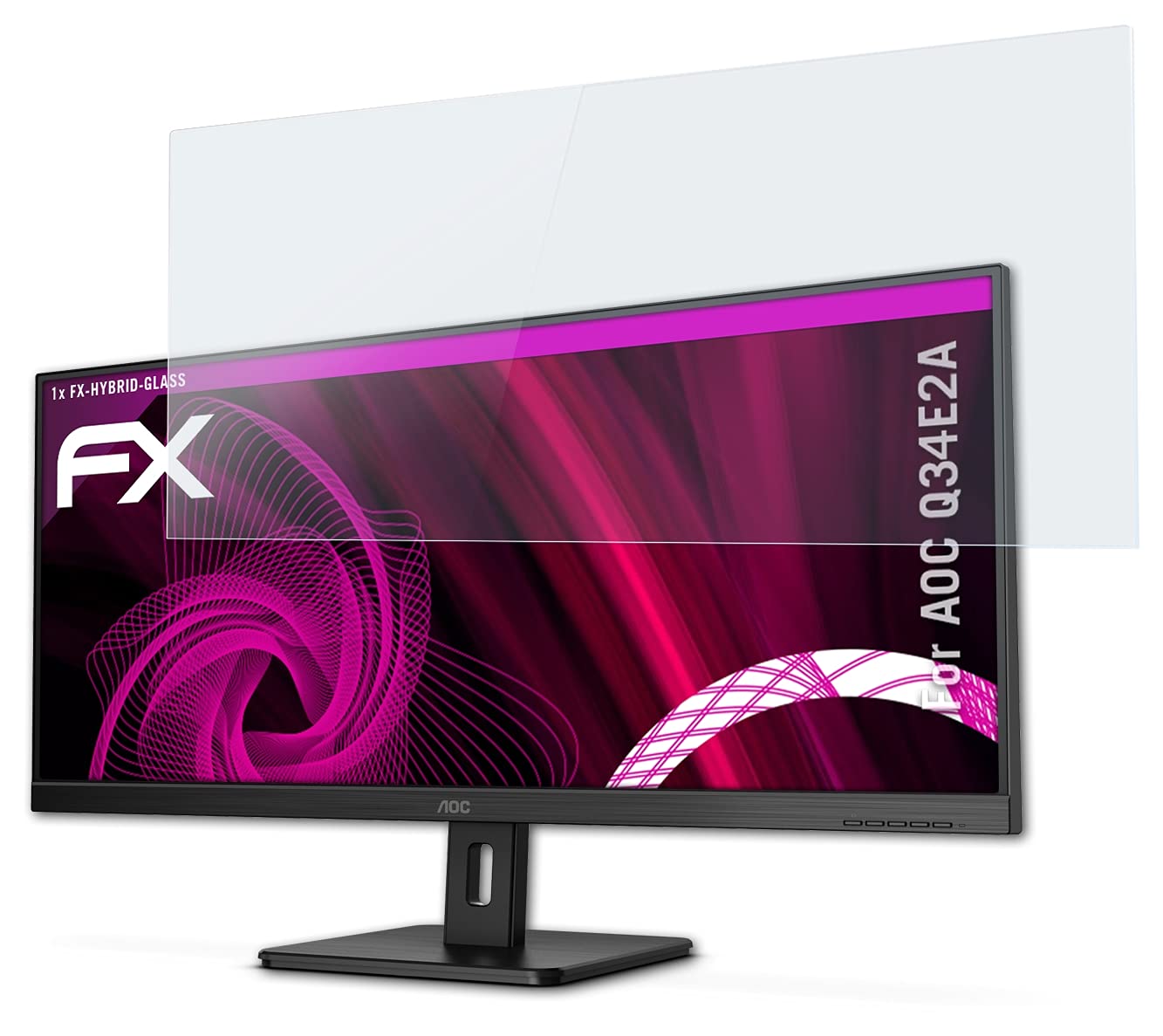 AOC Q34E2A 9H Hybrid-Glass FX Screen Protector - Tempered Glass Film for Monitor Protection | Anti-Scratch, Bubble-Free, HD Clarity | Perfect for Office, Gaming & Home Use