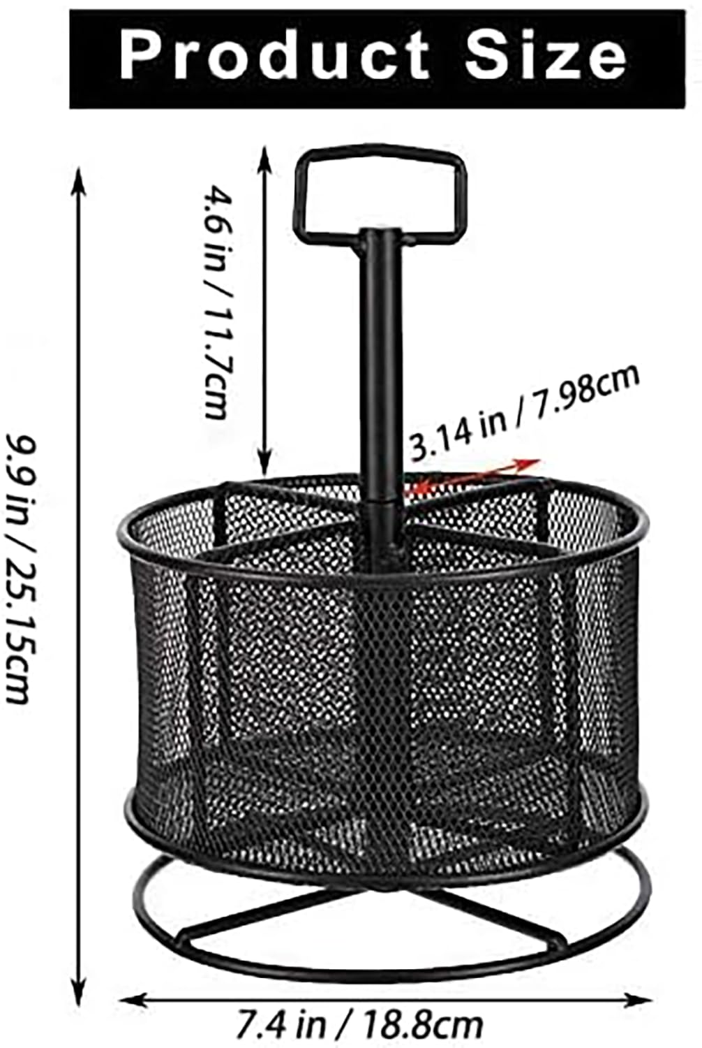 360° Rotating Mesh Desk Organizer - 4 Compartment Multifunctional Pen Holder & Office Supply Storage Box | Perfect for Home Office, School, Art Studio Organization (Black)