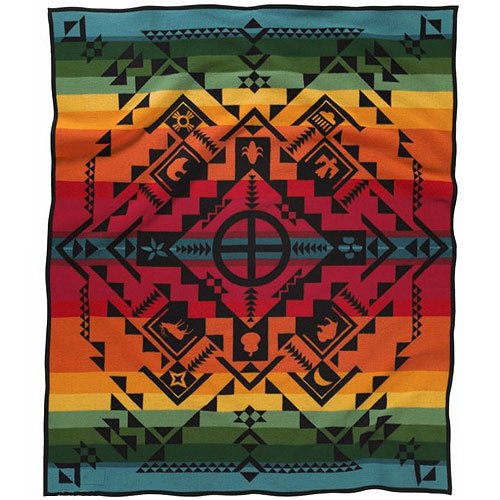 Pendleton Legendary Series Wool Blanket - Shared Spirits Design | Premium Warm & Durable Throw for Camping, Home Decor & Gifts