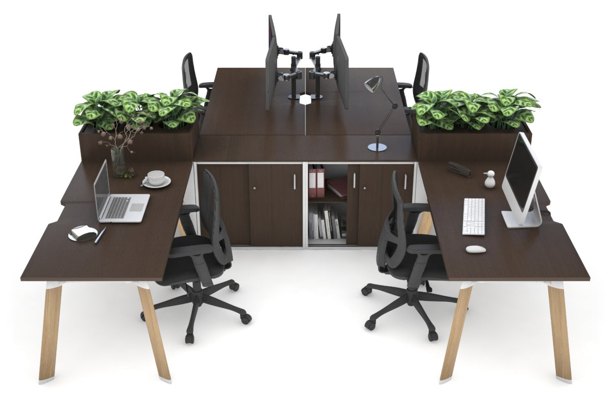 4-Person Switch Workstation with Uniform Spine & Cable Management - 1800L x 800W (4 Units) - Ideal for Office, Coworking Spaces & Home Offices