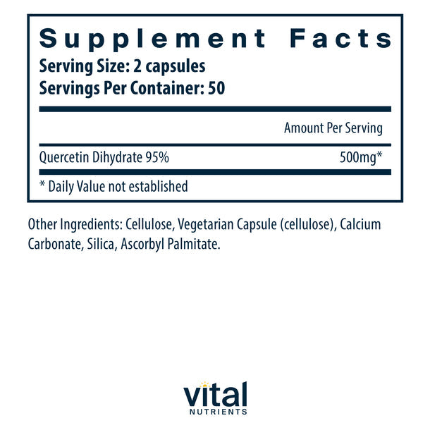 Vital Nutrients Quercetin 250mg Supplement - Immune Support & Antioxidant Boost - for Allergy Relief, Heart Health & Exercise Recovery
