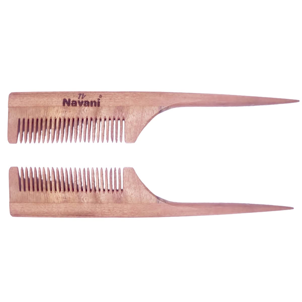 Navani Neem Wooden Tail Comb for Hair Care - Oil-Treated, Reduces Hair Fall, Controls Dandruff & Frizz, Smooths Hair - Perfect for Men & Women - Ideal for Daily Styling, Detangling & Scalp Massage