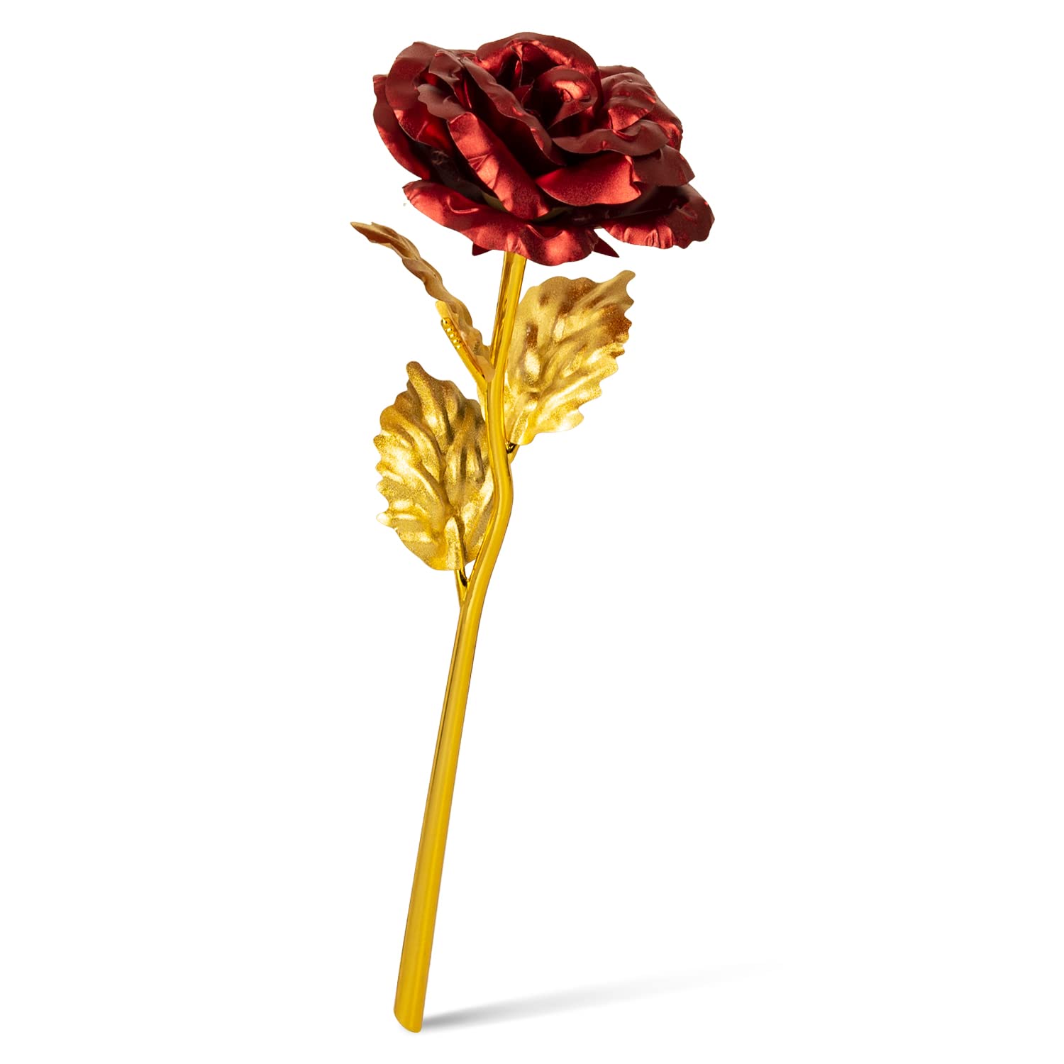 24K Gold Plated Artificial Rose Flower - Luxury Mother's Day, Valentine's, Wedding & Birthday Gift for Her - Elegant Home & Office Decoration - Perfect for Girlfriend, Wife & Mom Gifts
