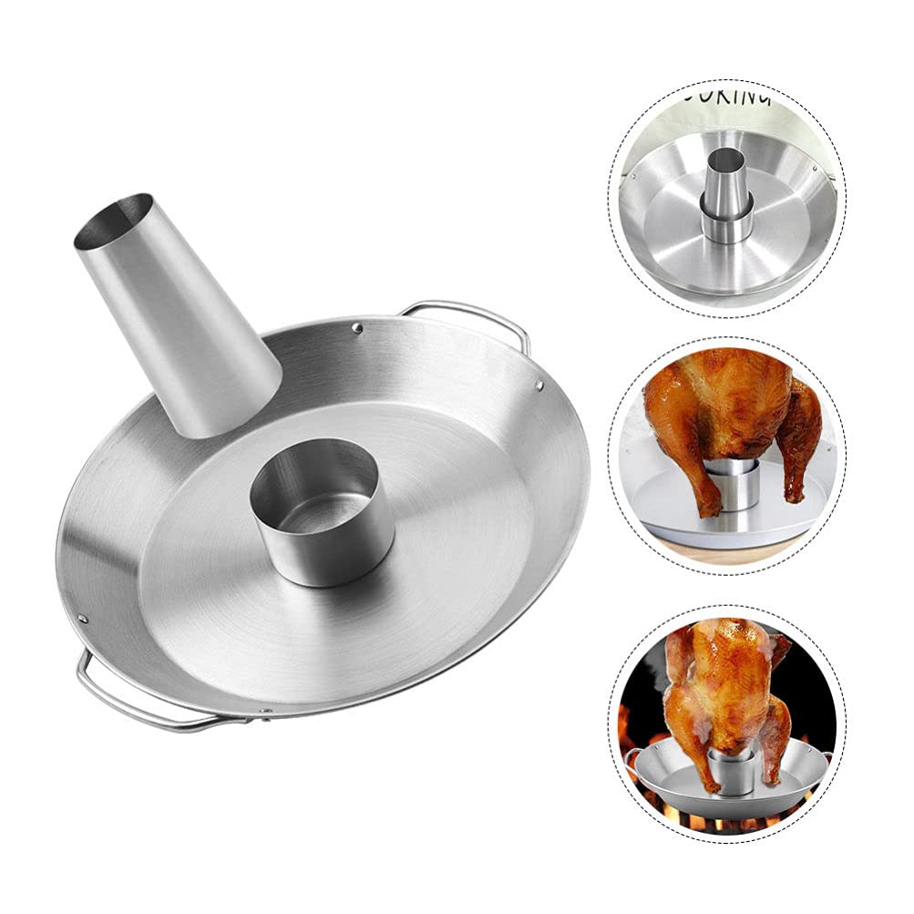 Hemoton Stainless Steel Chicken Roaster Pan with Grill Rack - Durable BBQ Tool for Grilling, Roasting, and Baking Chicken - Perfect for Backyard BBQs, Camping, and Holiday Cooking