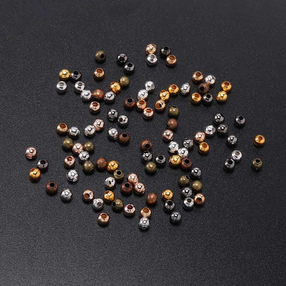 100pcs 5mm Gun Black Round Spacer Beads - Smooth Ball End Seed Metal Beads for Jewelry Making, DIY Crafts, Bracelets & Necklace Supplies - Perfect for Beading, Charms & Jewelry Findings (0.20inch, 100 Pieces)