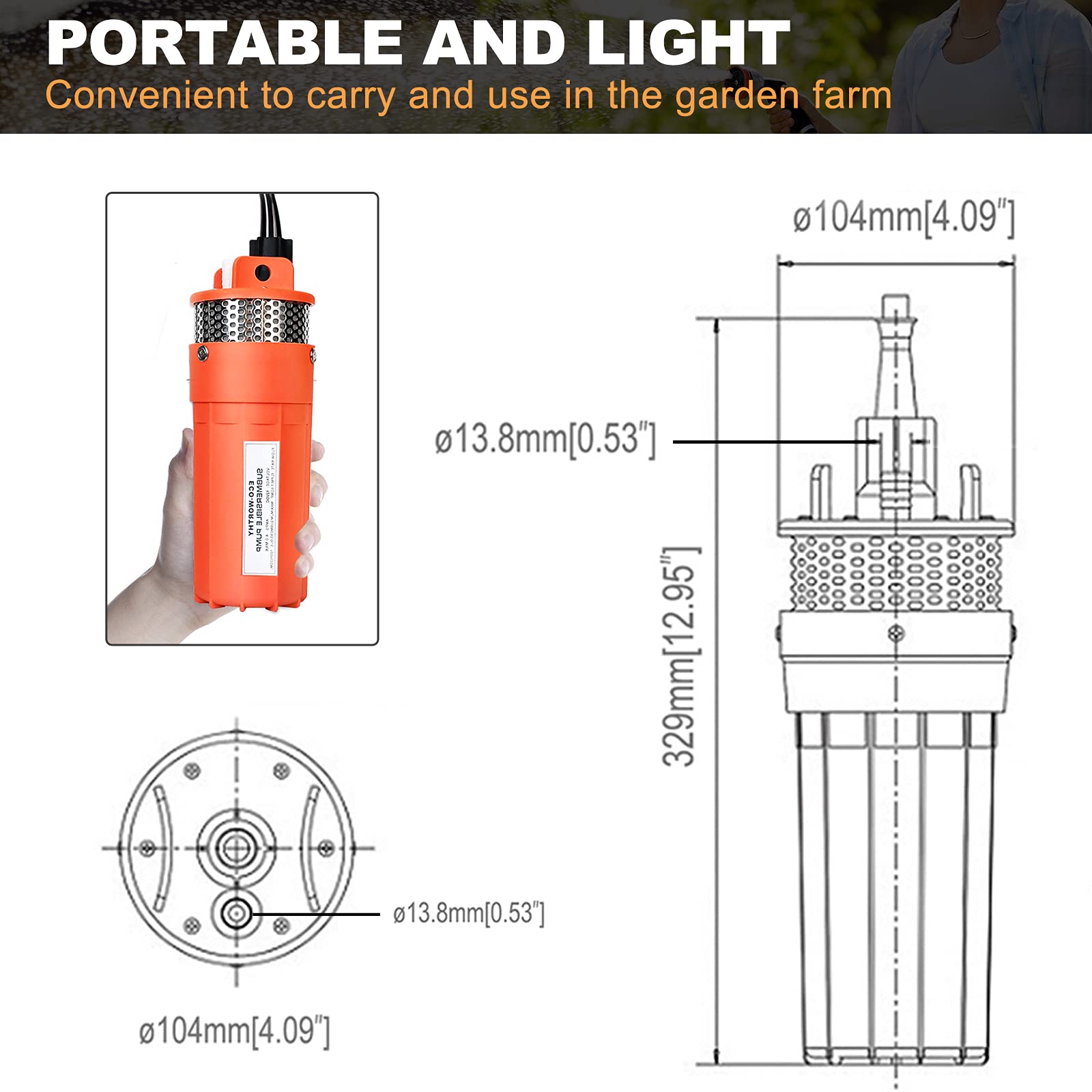 ECO-WORTHY 100W Solar Well Pump Kit with 12V Deep Well Water Pump - Off-Grid Solar Powered Water System for Farms, Ranches, Irrigation & Remote Living - Perfect for Livestock Watering, Garden Irrigation & Emergency Water Supply