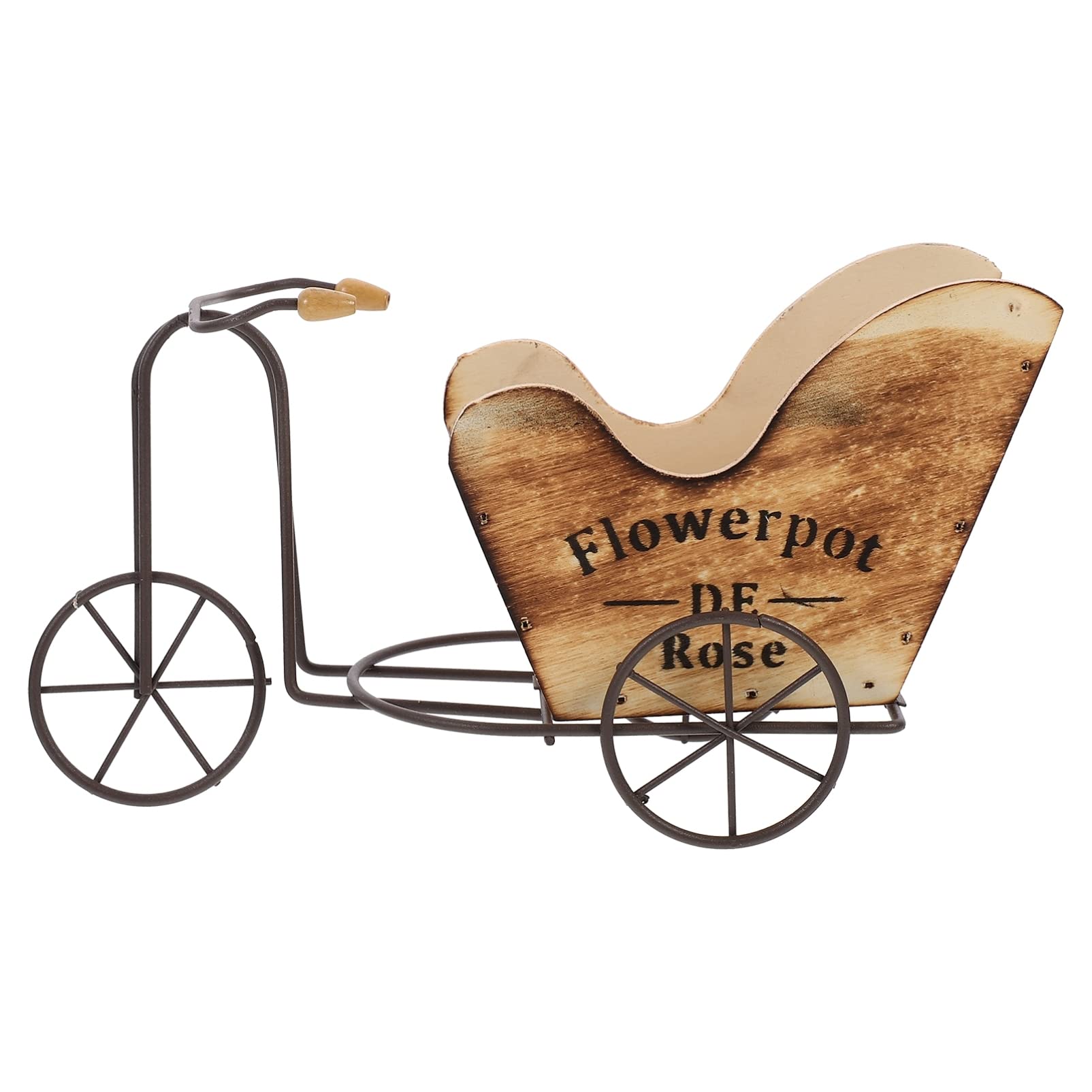 NUOBESTY Vintage Iron Tricycle Cart Flower Pot Stand - Decorative Plant Holder for Succulents, Herbs & Flowers - Perfect for Garden, Patio, Office & Balcony Decor - Unique Home & Outdoor Decoration Idea