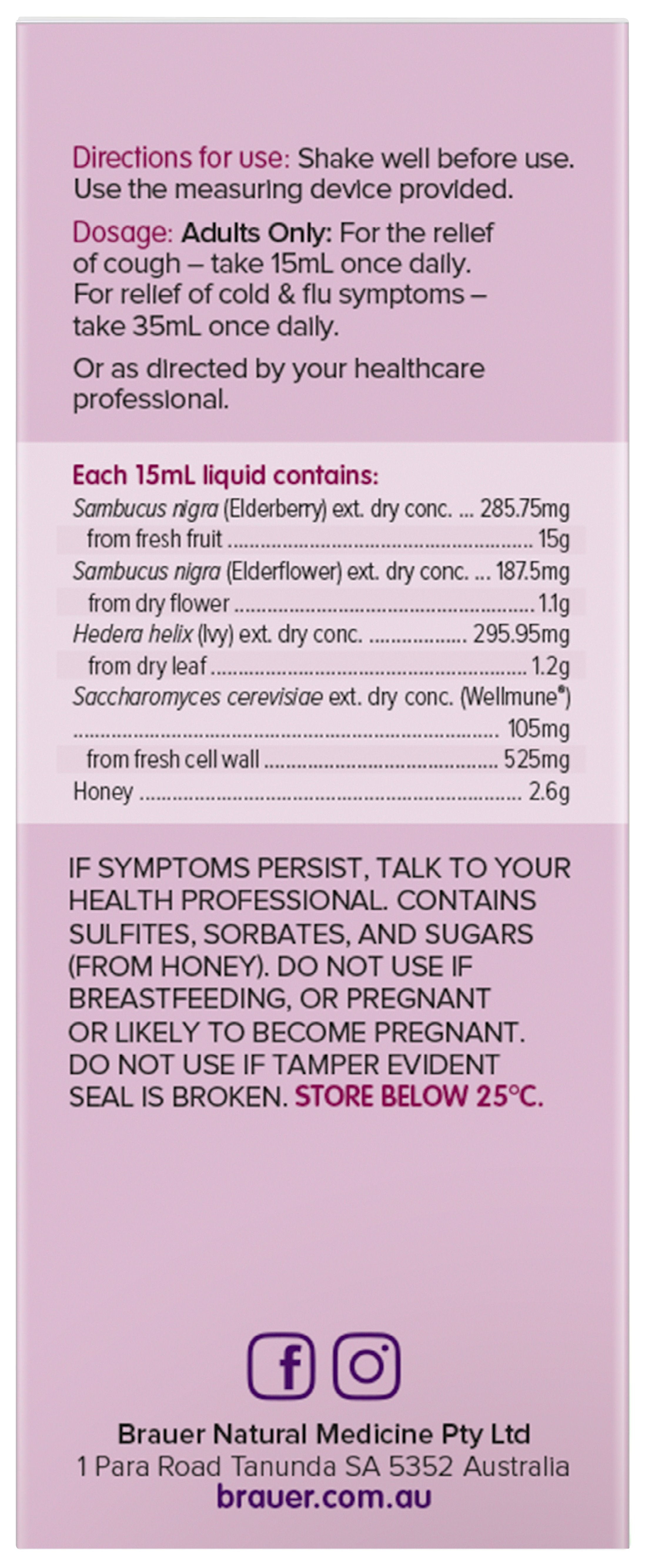 Brauer Sambucus Black Elderberry Cold & Flu Forte - Immune Support Supplement for Adults & Kids - Boost Immunity During Cold & Flu Season - Great for Travel, School & Work Wellness