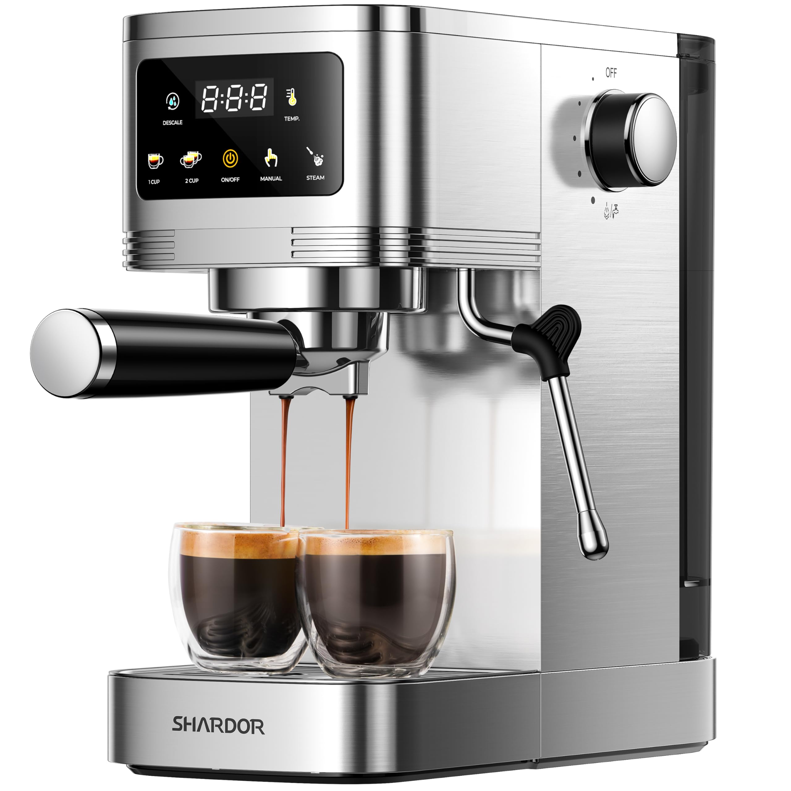 SHARDOR 20 Bar Professional Espresso Machine with Milk Frother & Touchscreen, Adjustable Temperature for Perfect Cappuccino & Latte - Ideal for Home Baristas & Coffee Lovers