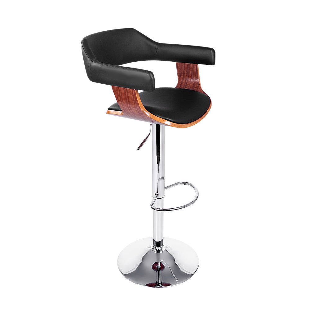 Adjustable Gas Lift Bar Stool with Armrest - Premium Black Leather Seat for Kitchen Island, Home Bar & Dining Room - Comfortable & Stylish Seating Solution