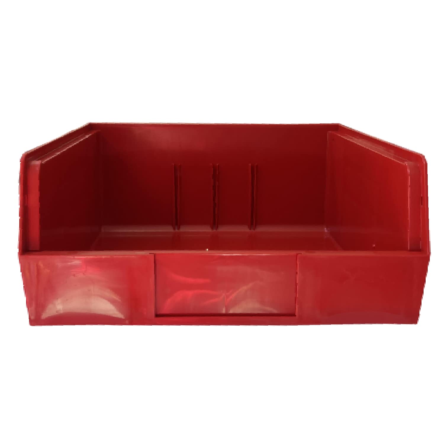 12-Pack Red Plastic Storage Bins - Hanging & Stackable Organizer Containers for Tools, Toys, School, Office, Hospital (11
