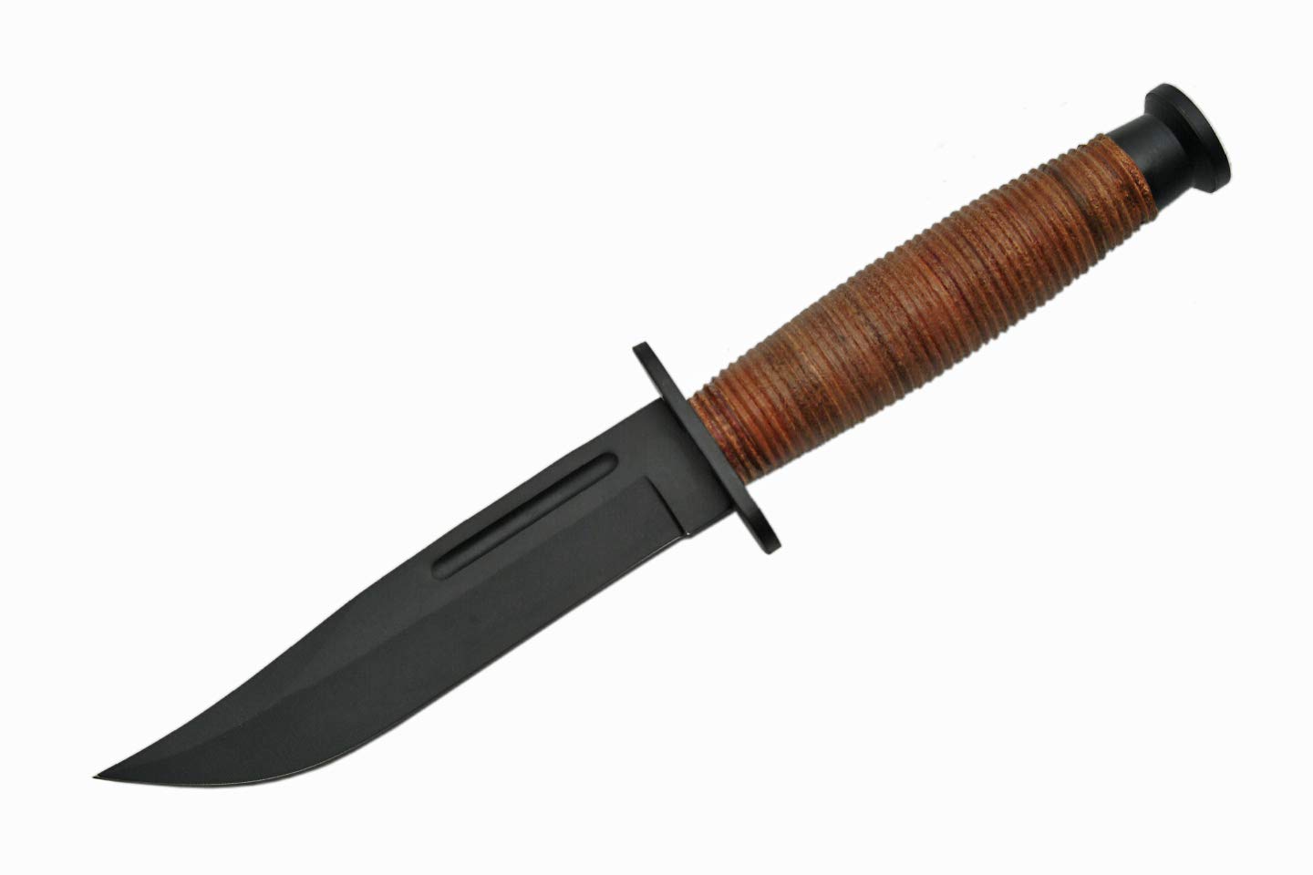 SZCO SUPPLIES 211142 Fighter's Hunter Knife with Leather Handle - Outdoor Survival, Camping, Hunting, and Tactical Use