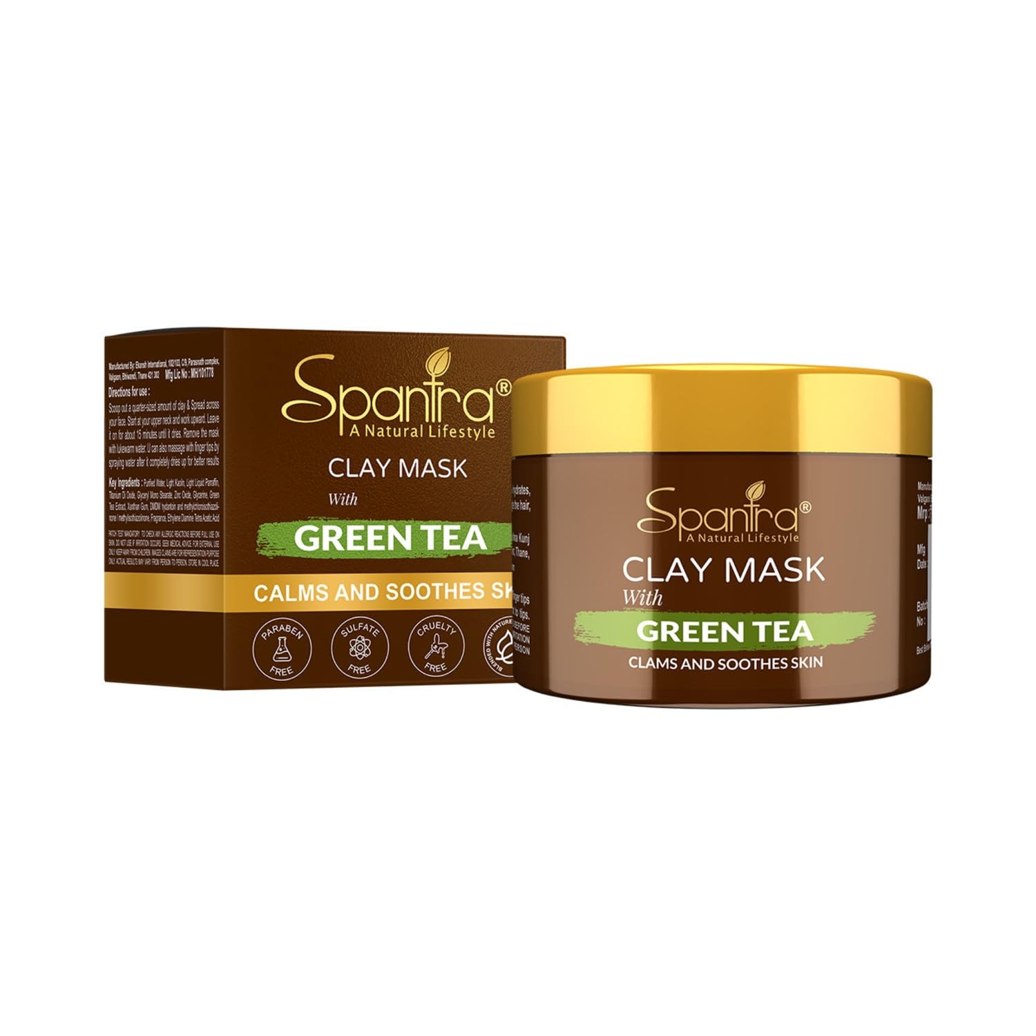 Spantra Green Clay Mask with Salicylic Acid & Matcha Tea - Acne Treatment for Oily & Acne-Prone Skin | Reduces Breakouts, Soothes Redness & Dark Spots | 125g Detoxifying Facial Mask for Pollution Defense & Skin Care | Perfect for Daily Use & Spa Nights at Home
