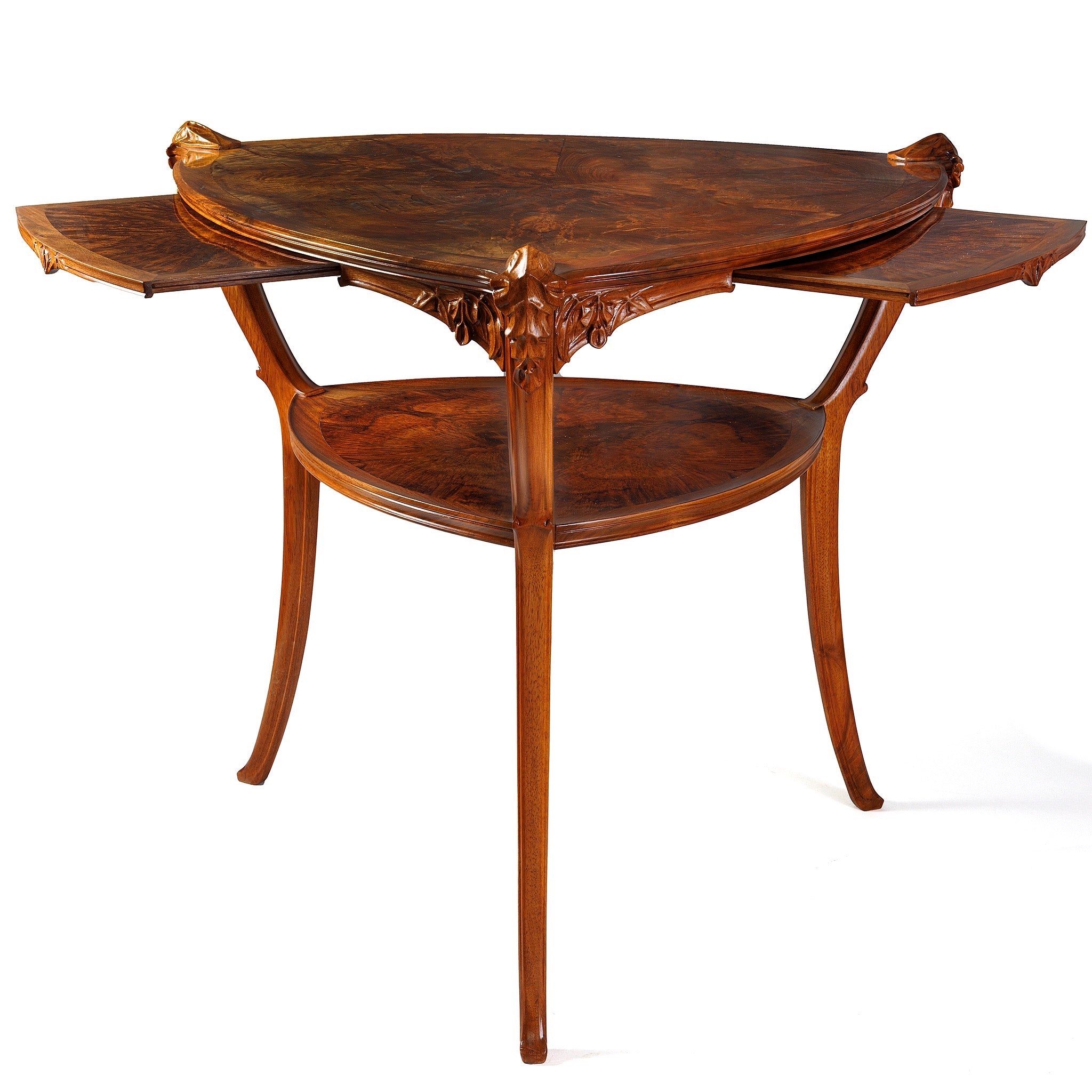 Lucien Lévy Dhurmer Expandable Two-Tier Card Table - Solomon Seal Design - Perfect for Game Nights, Dining & Small Space Living
